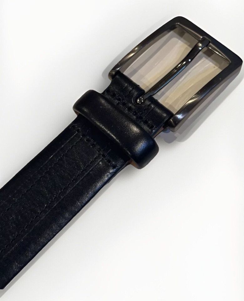 Trafalgar Trafalgar Cortina Men's Sz 36 Black Leather Belt 1.25" Size 36 - 2 Thumbnail