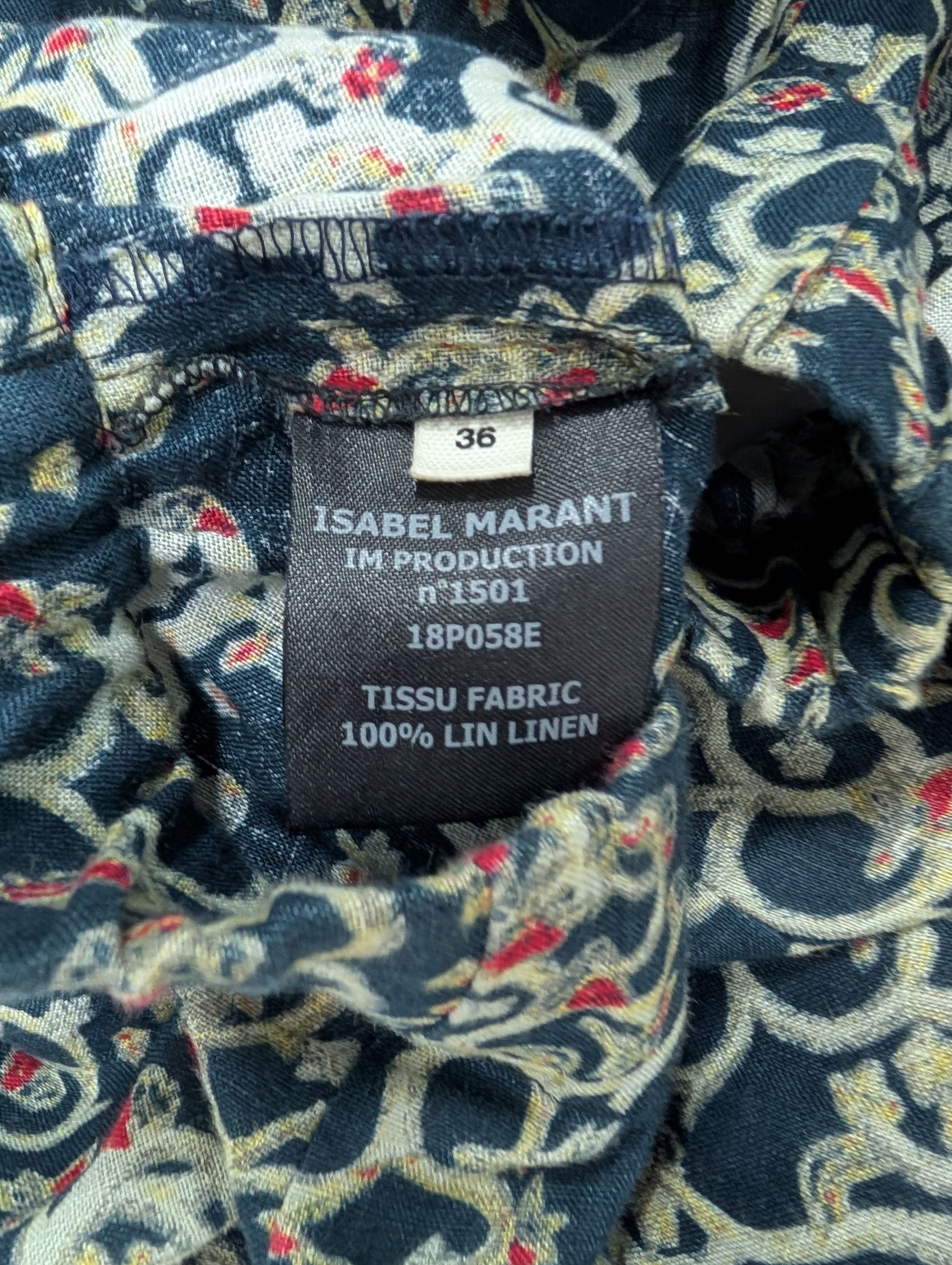Isabel Marant Etoile Dark Blue Overall Printed Linen Skirt With Ruffle Ends Size 26" / US 2 / IT 38 - 6 Thumbnail