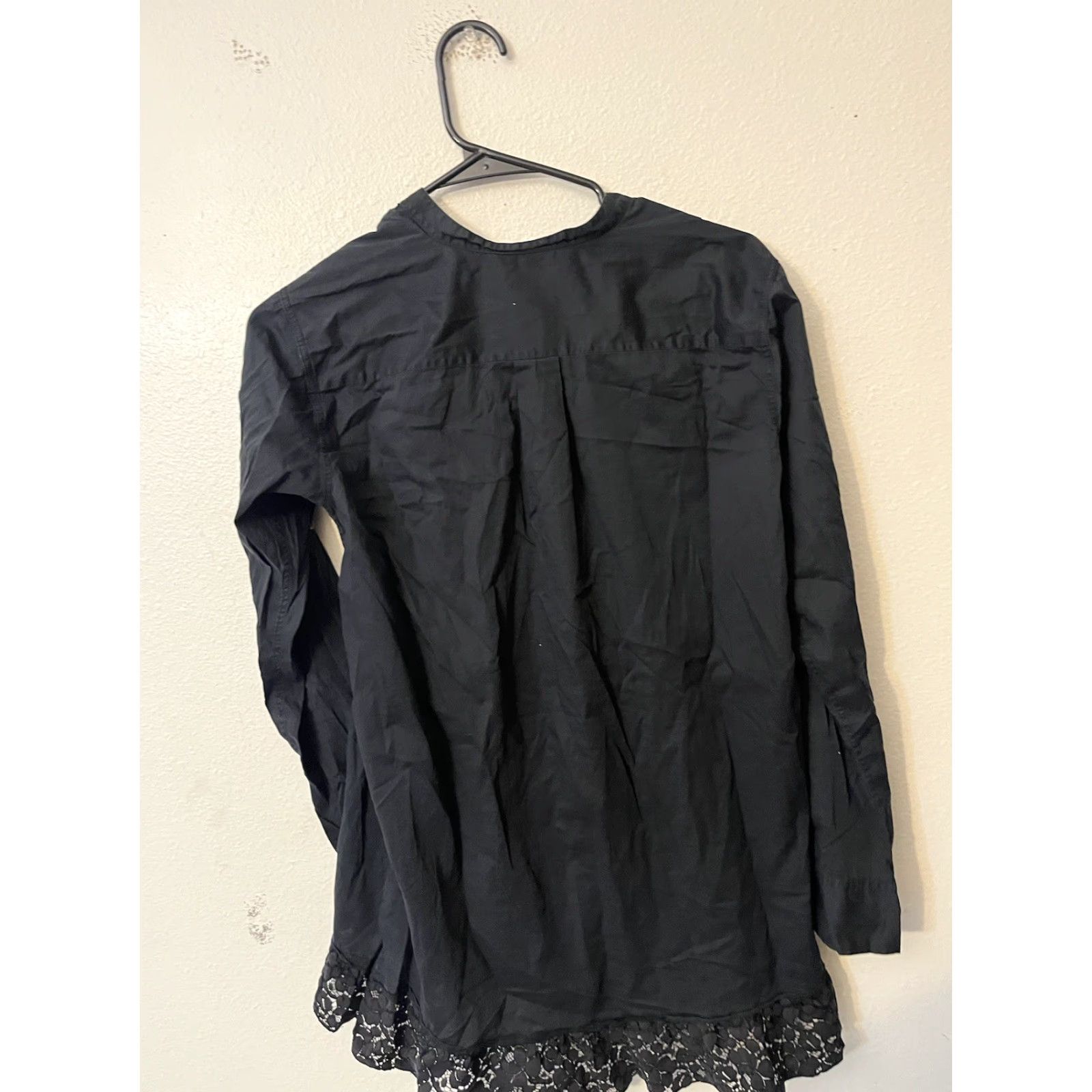 DKNY VTG DKNY Pure Blouse Sz P Ivory Relaxed Button Up Long Sleeve Black 80s Size XXS / US 00 / IT 34 - 3 Thumbnail