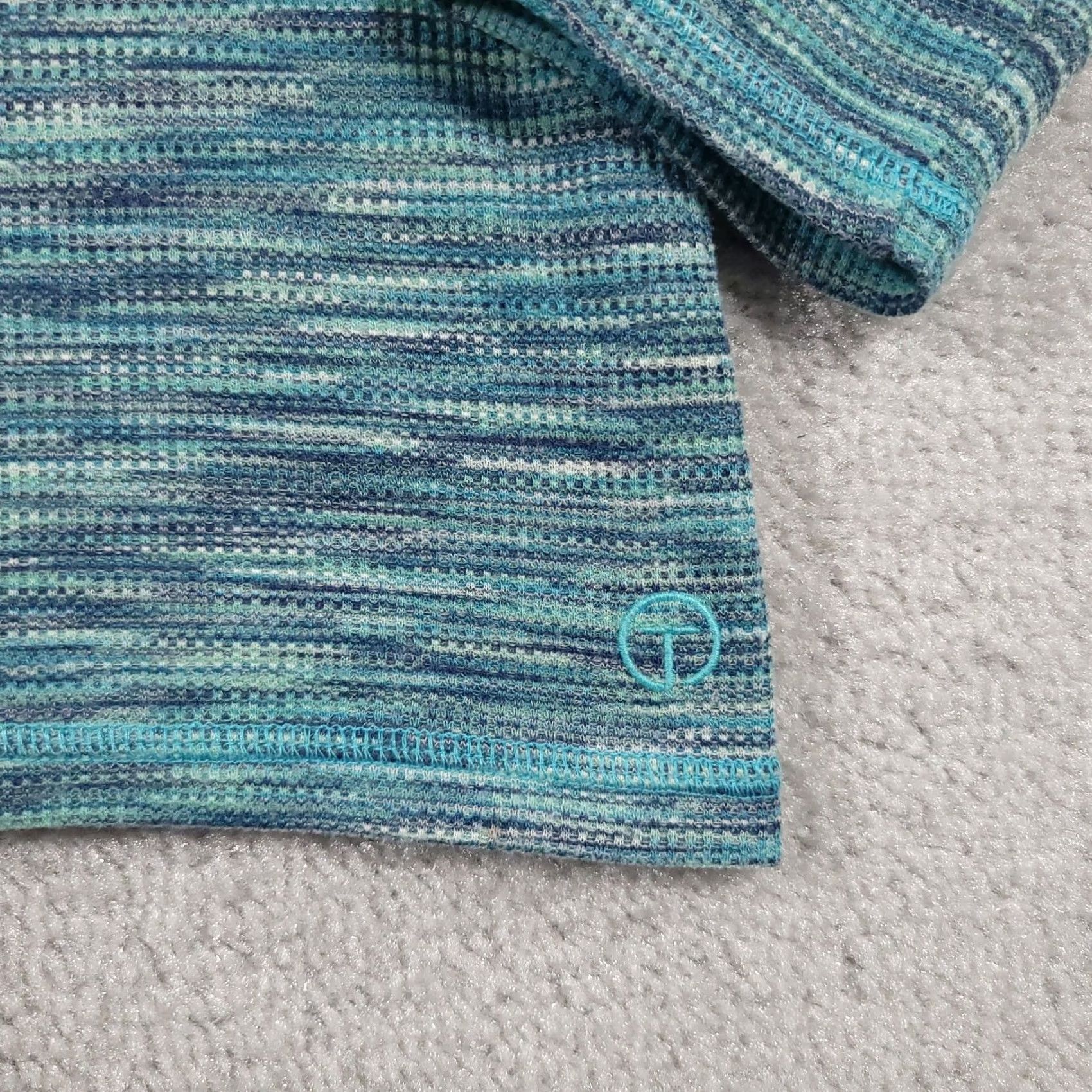Talbots Talbots T Shirt Women's Large Blue Thermal Waffle Knit Snap Mock Neck Size L / US 10 / IT 46 - 4 Thumbnail