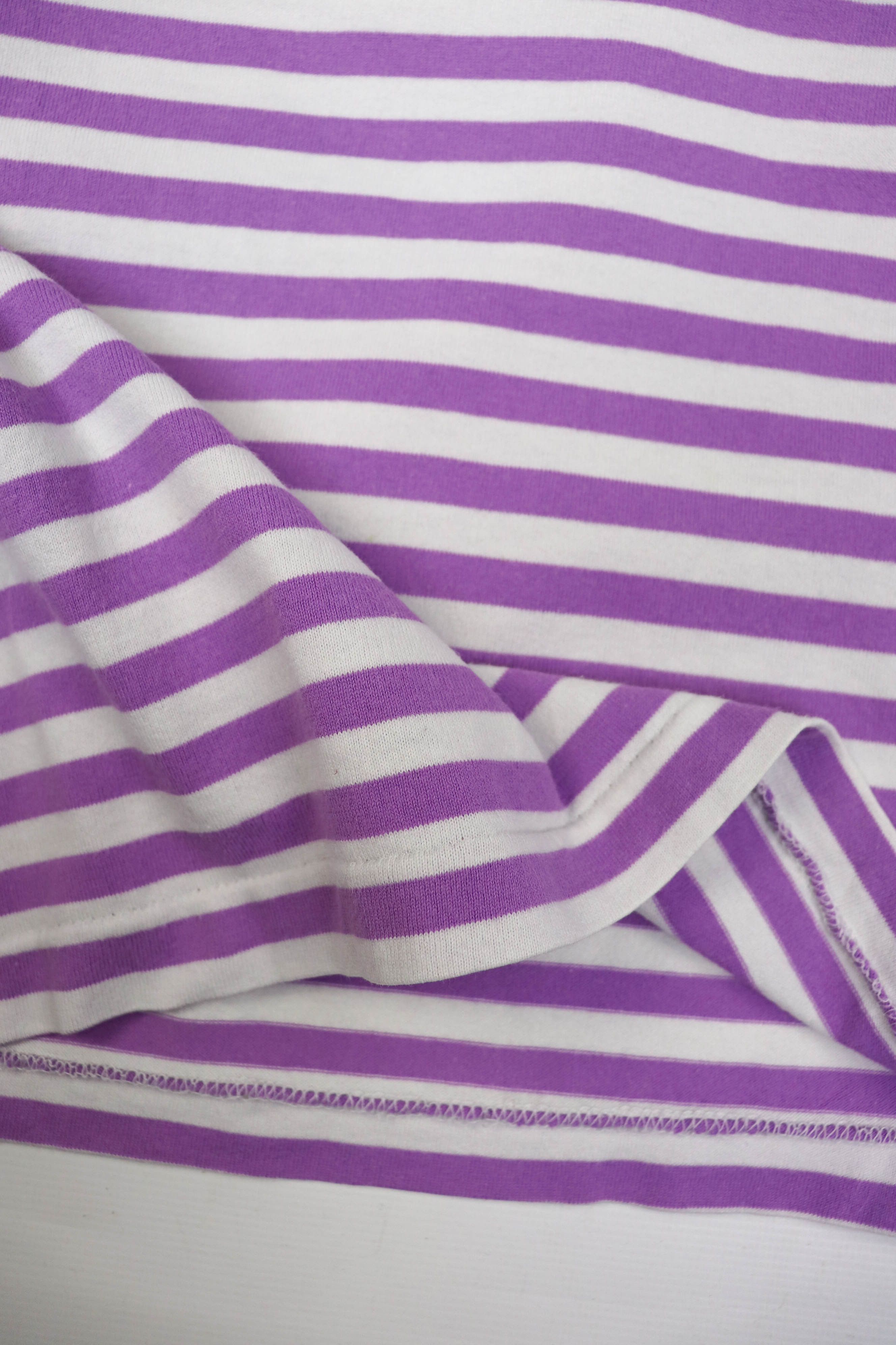 Comme des Garcons Comme des Garçons Purple White Striped Long Sleeve T-shirt Size S / US 4 / IT 40 - 5 Thumbnail