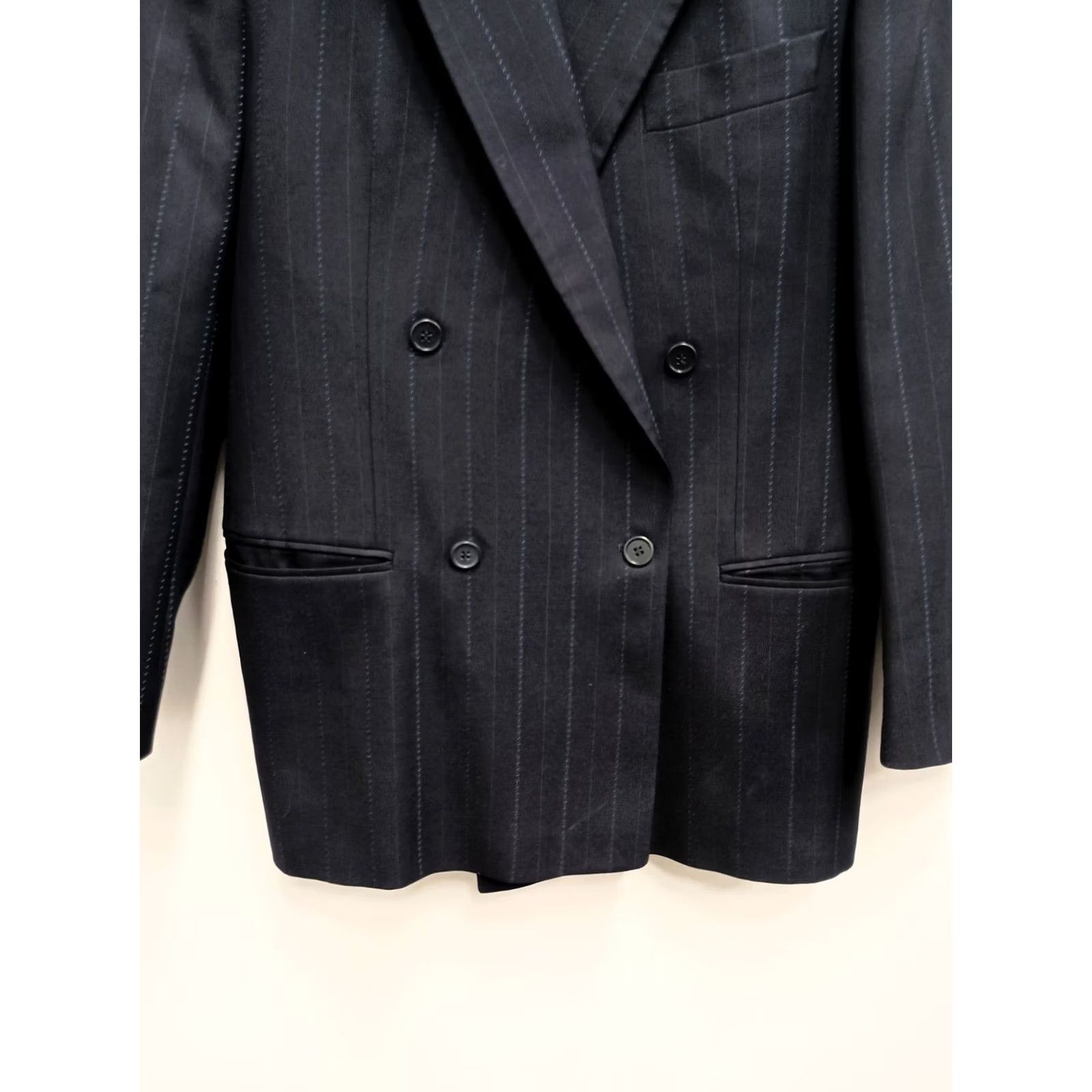 Hugo Boss VTG Hugo Boss Jacket Mens Sz 40R Navy Striped Pure Wool Double Breasted Sport Size US XXS / EU 40 - 2 Thumbnail