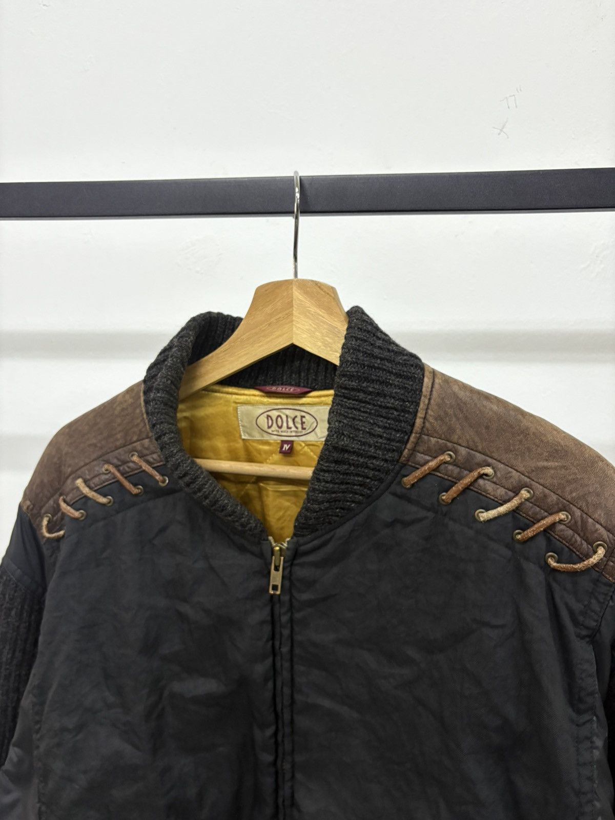 Dolce & Gabbana Vintage Dolce Inspired Lace Up Bomber Wool Leather Jacket Size US XL / EU 56 / 4 - 21 Thumbnail