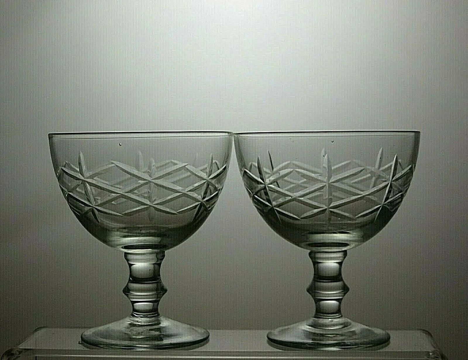 Other Vintage Crystal Cut Glass Set Of 2 Dessert Bowls 4 1/4" Size ONE SIZE - 2 Thumbnail