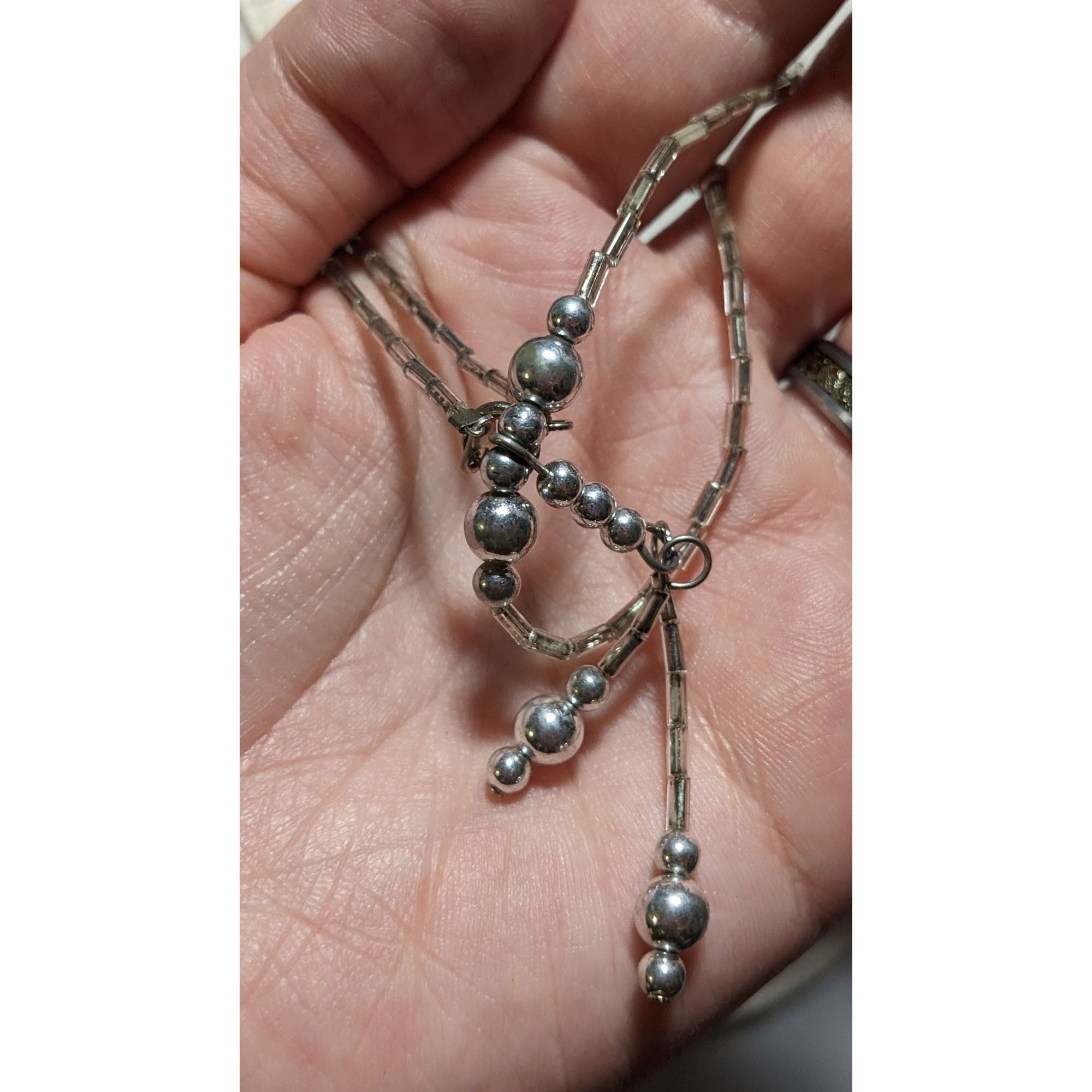 Other Handmade Silver Beaded Necklace Size ONE SIZE - 5 Thumbnail