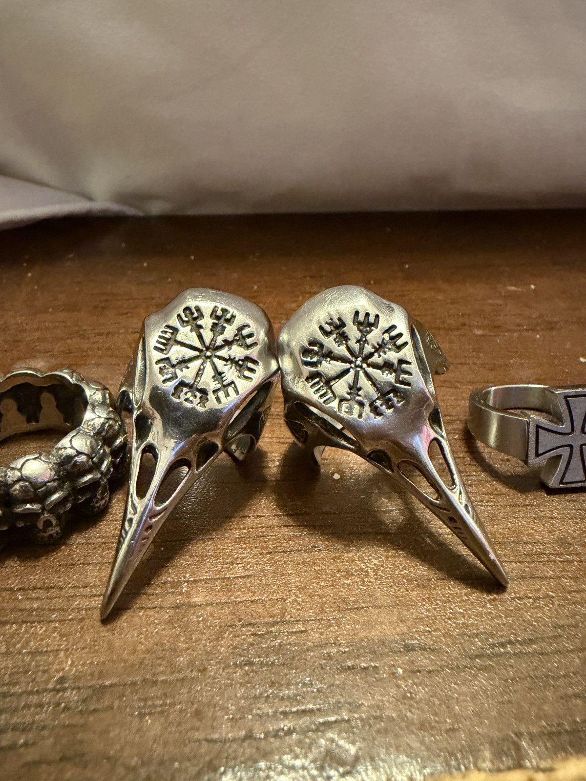 Other Silver Stainless Steel 6 Biker Rings Size 7-10 Skulls Goth Size ONE SIZE - 5 Thumbnail