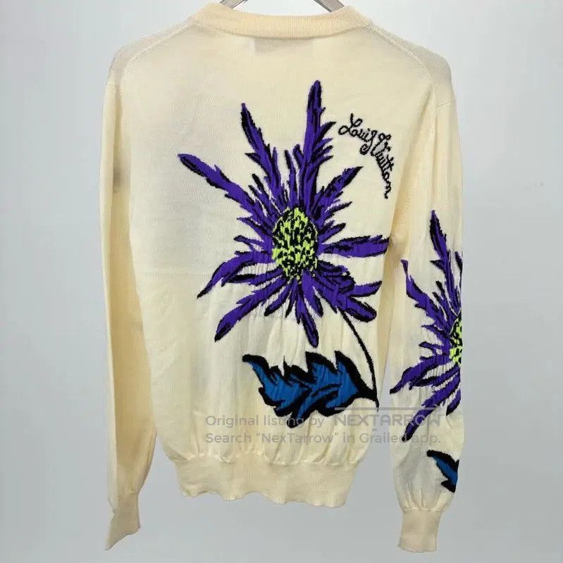 Louis Vuitton Louis Vuitton White Knit Sweater with Floral Design . Size US S / EU 44-46 / 1 - 2 Thumbnail