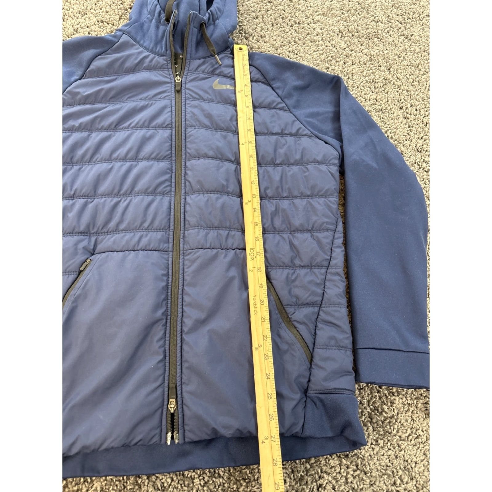 Nike Nike Therma Training Hoodie Mens L Navy Blue Full Zip Puffer Hooded Pockets Gym & Training Size US L / EU 52-54 / 3 - 2 Thumbnail
