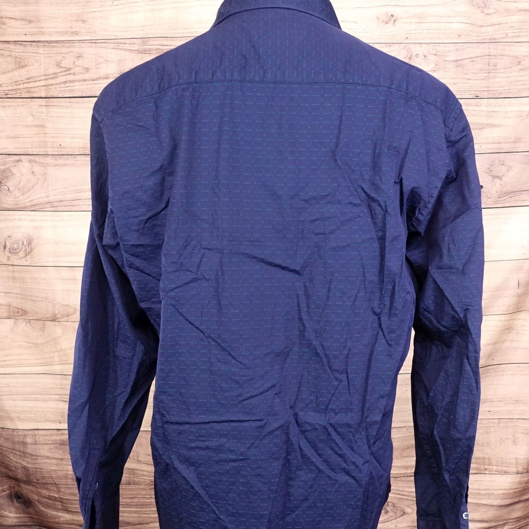 BUGATCHI BUGATCHI SHAPED FIT BLUE GEOMETRIC BUTTON DOWN SHIRT MENS SIZE L LARGE Size US L / EU 52-54 / 3 - 4 Thumbnail