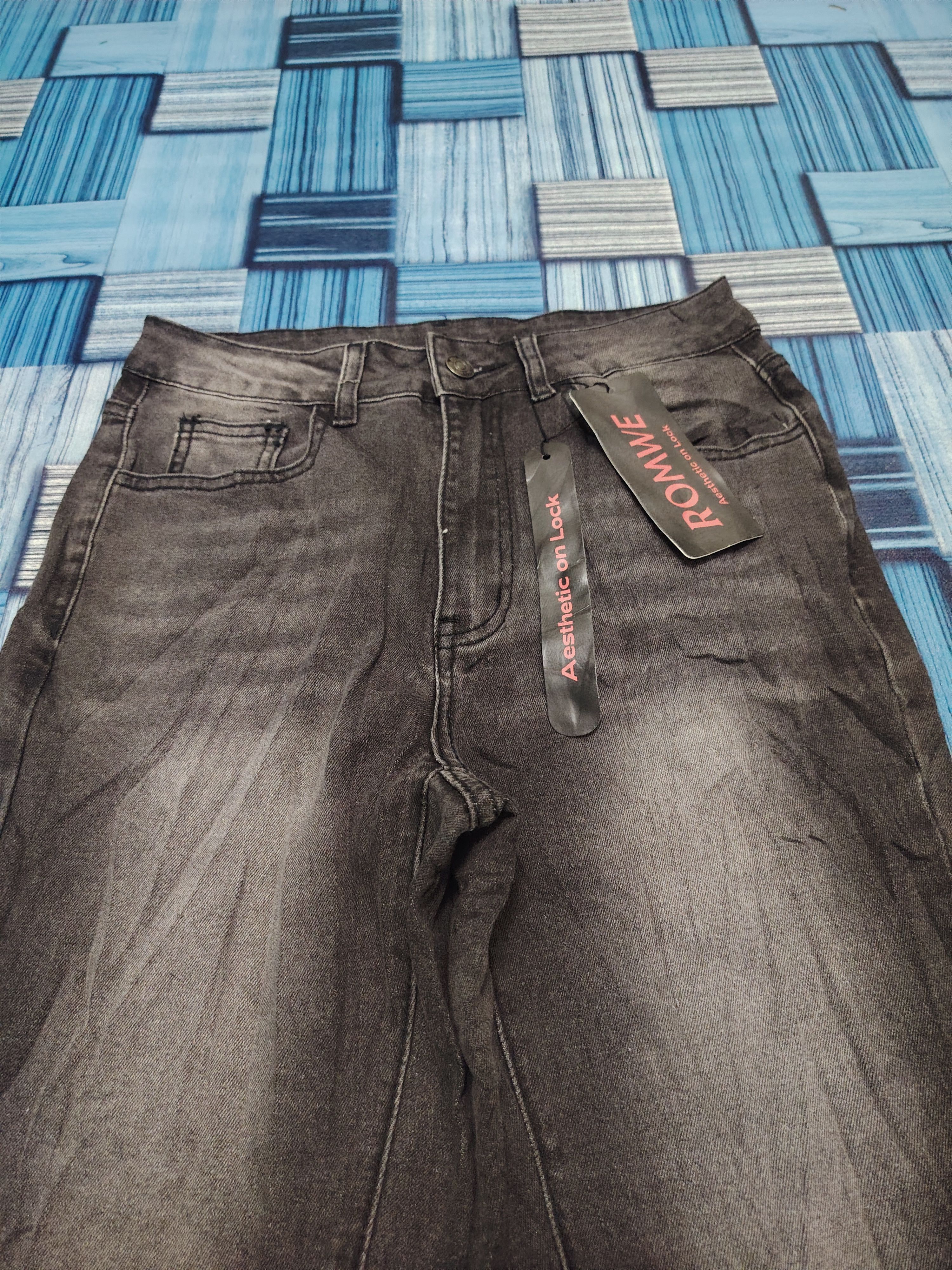 If Six Was Nine Japanese ROMWE Mega Flared Jeans Cross CH style Size US 26 / EU 42 - 3 Thumbnail