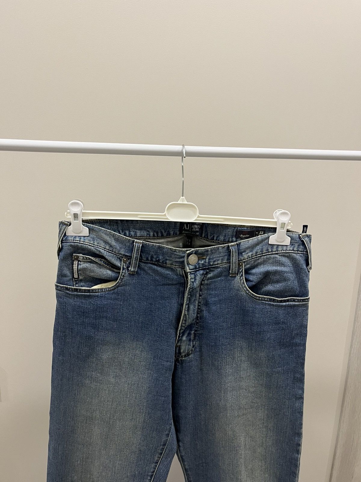 Armani Vintage ARMANI JEANS Wide Leg Baggy Distressed Washed Pants Size US 33 - 3 Thumbnail