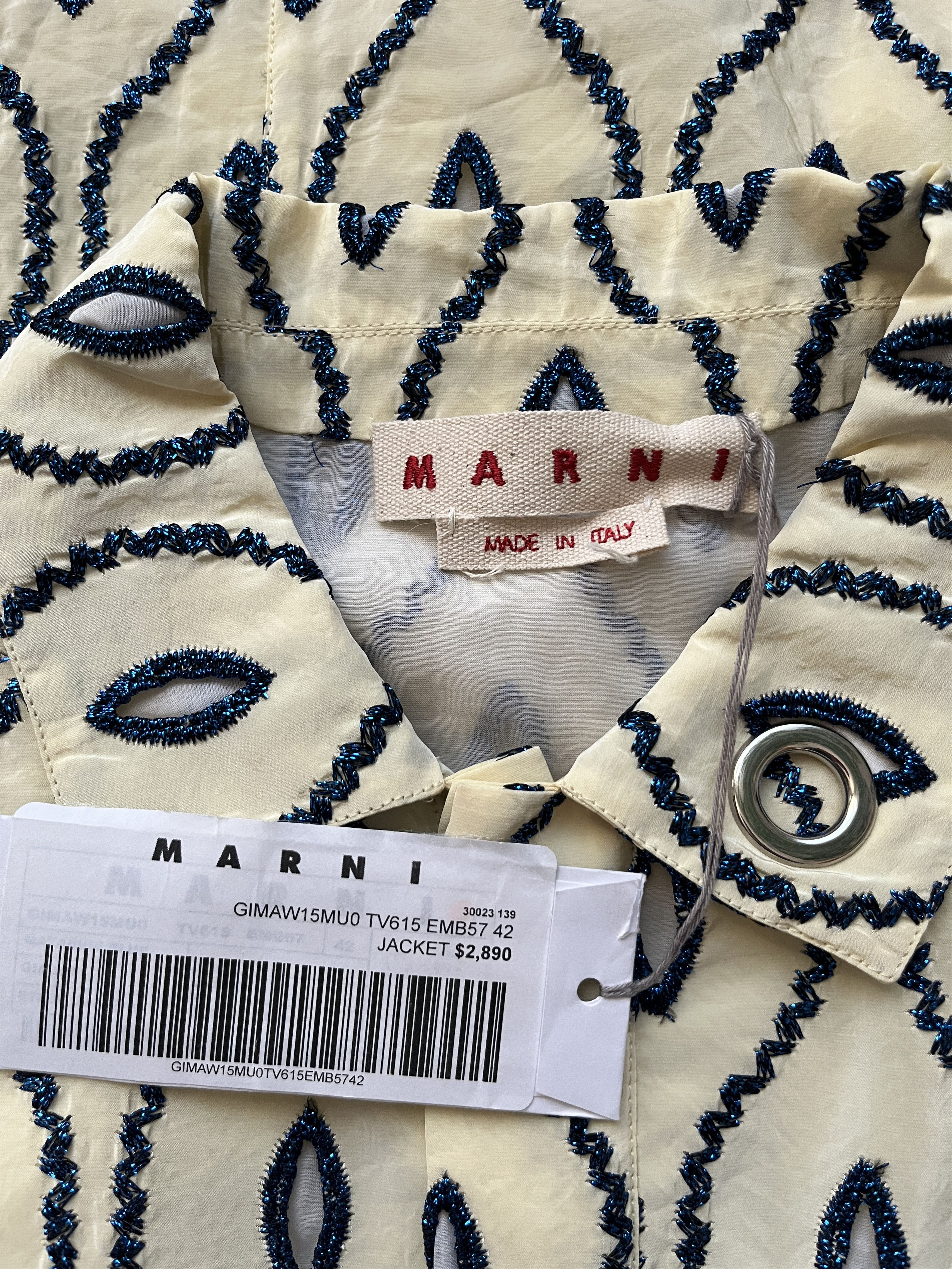 Marni ⚡️QUICK SALE⚡️Marni Cream Eyelet Taffeta Embroidered Jacket Size M / US 6-8 / IT 42-44 - 3 Thumbnail