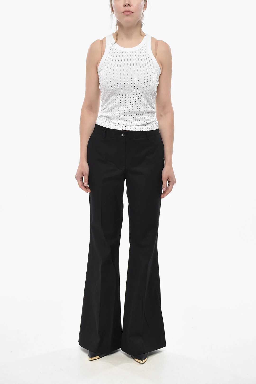 Dolce & Gabbana og1mm0426 Flared-Fit Cotton-Blend Pant in Black Size 30" / US 8 / IT 44 - 3 Thumbnail