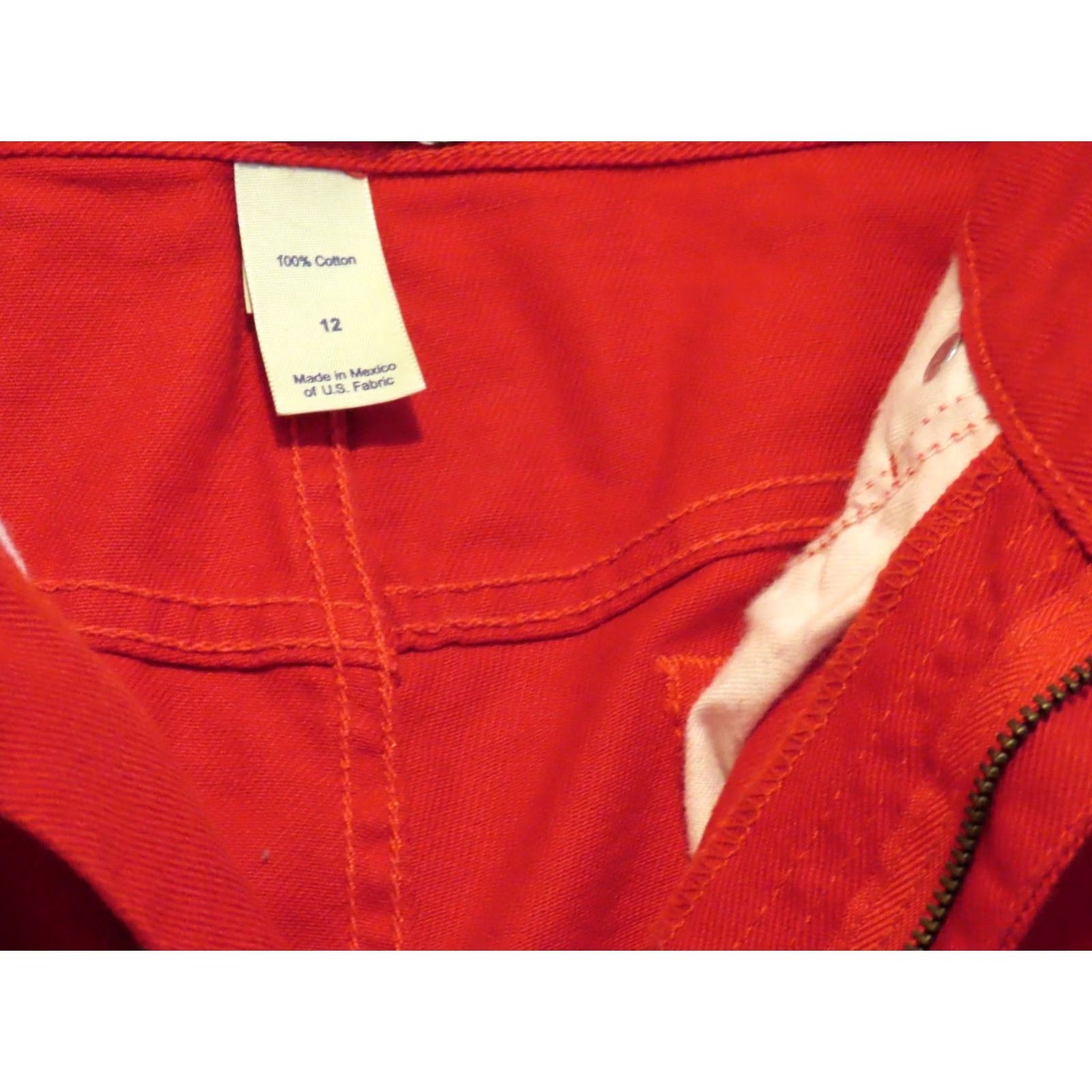 Vintage London Jeans Pants Womens Size 12 Red Denim Straight Pockets 30 in Waist Regular Inseam 29 in High Rise Cotton Button Vintage No Size 34" / US 12 / IT 48 - 6 Thumbnail