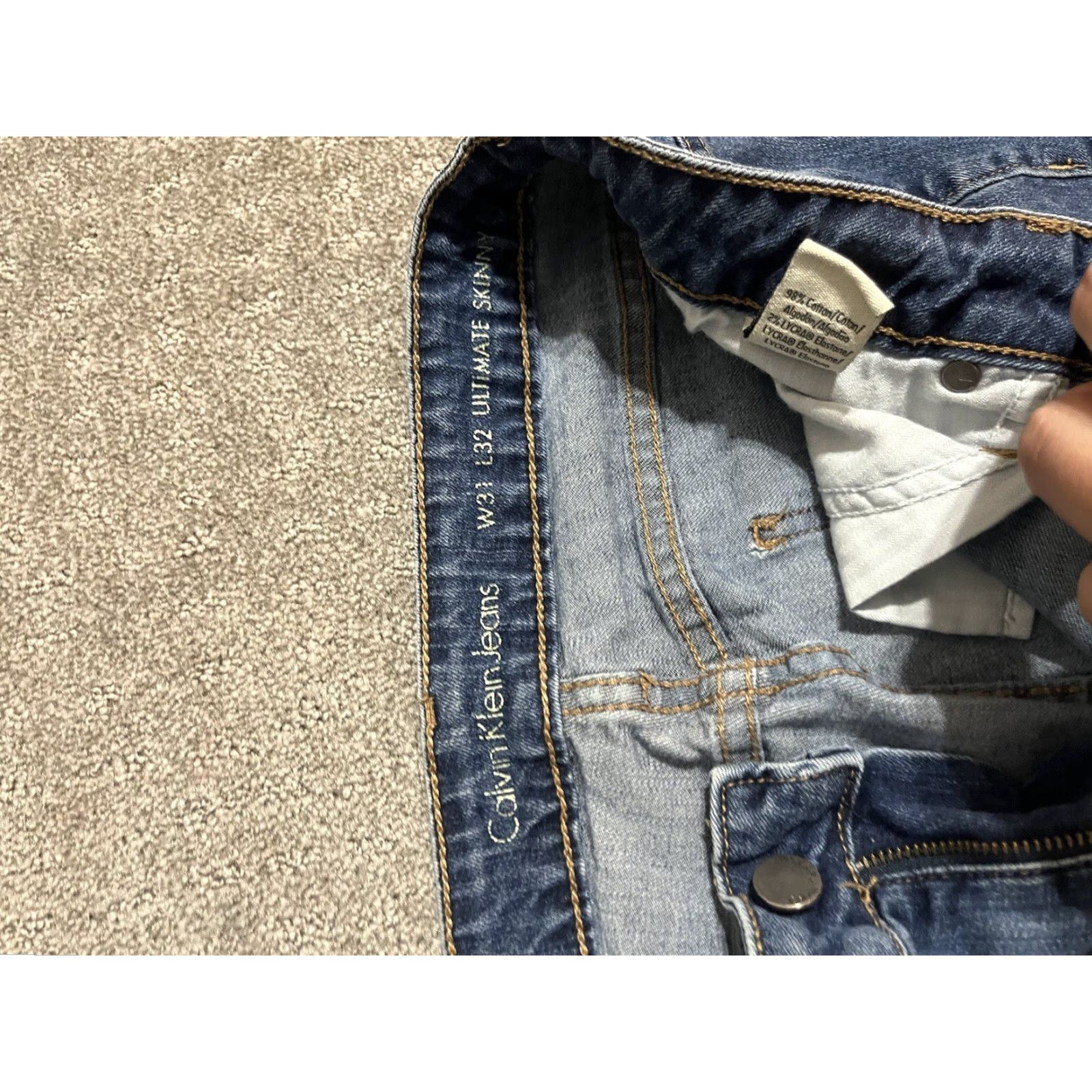 Calvin Klein VINTAGE Calvin Klein Women Jeans Skinny Low Rise Medium Wash Ripped Blue 31x27.5 Size 24" / US 00 / IT 34 - 6 Thumbnail
