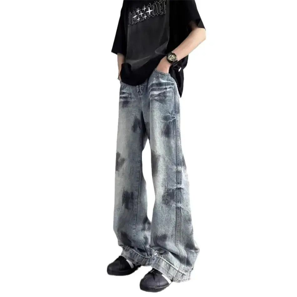 Japanese Brand Retro loose wide leg tie dye casual jeans Size US 32 / EU 48 - 5 Thumbnail