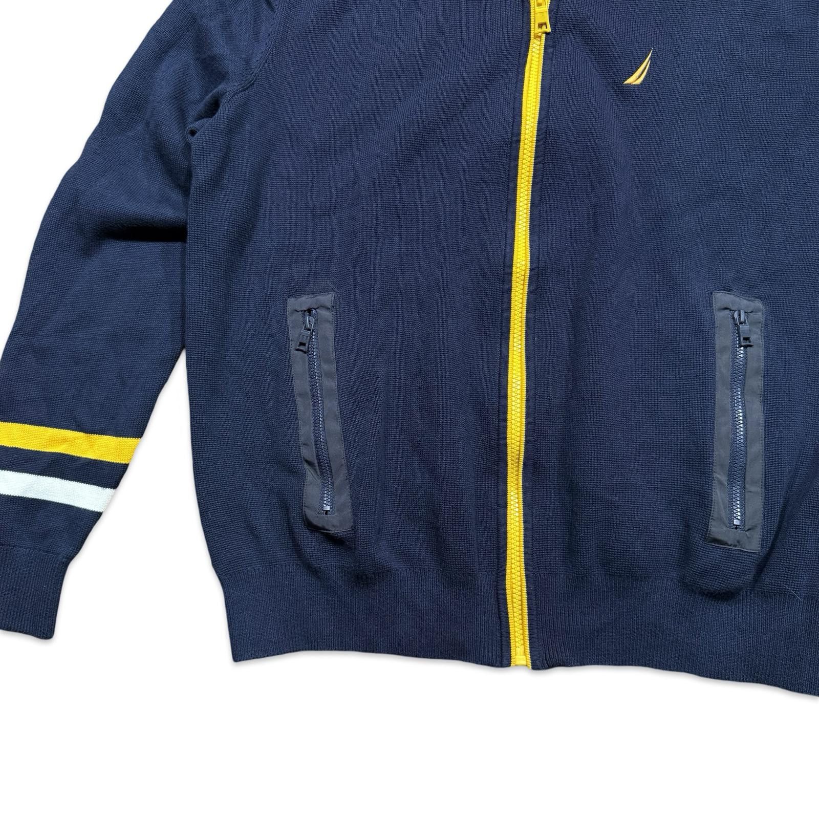 Nautica Nautica Y2K Navy Zip-Up Sweater with Yellow Accents Size US S / EU 44-46 / 1 - 3 Thumbnail