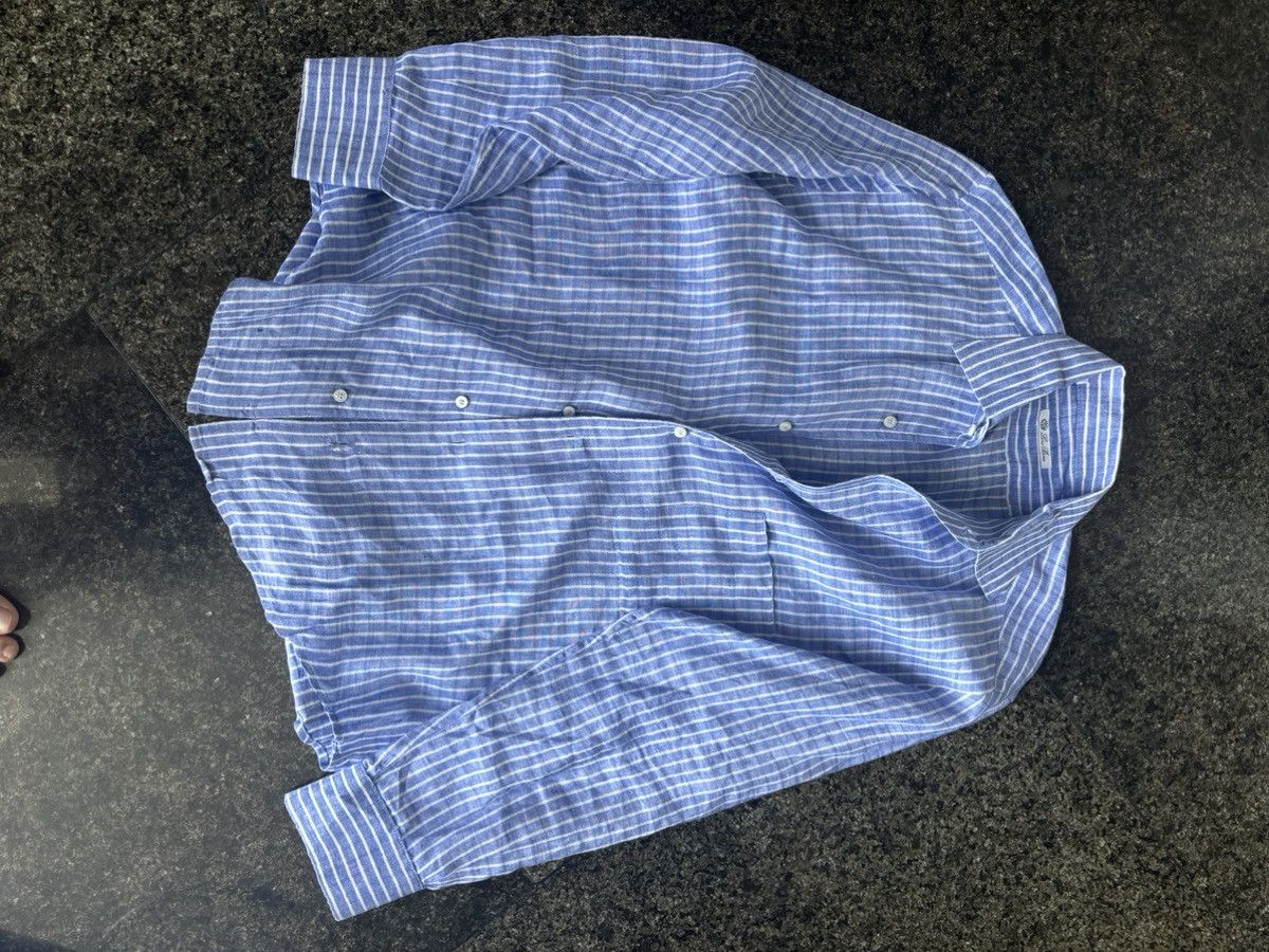 Loro Piana Loro piana blue white linen shirt Size US M / EU 48-50 / 2 - 1 Thumbnail