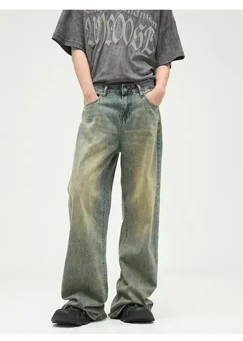 Jean Faded blue faded bootcut flared grunge damaged jeans Size US 32 / EU 48 - 3 Thumbnail