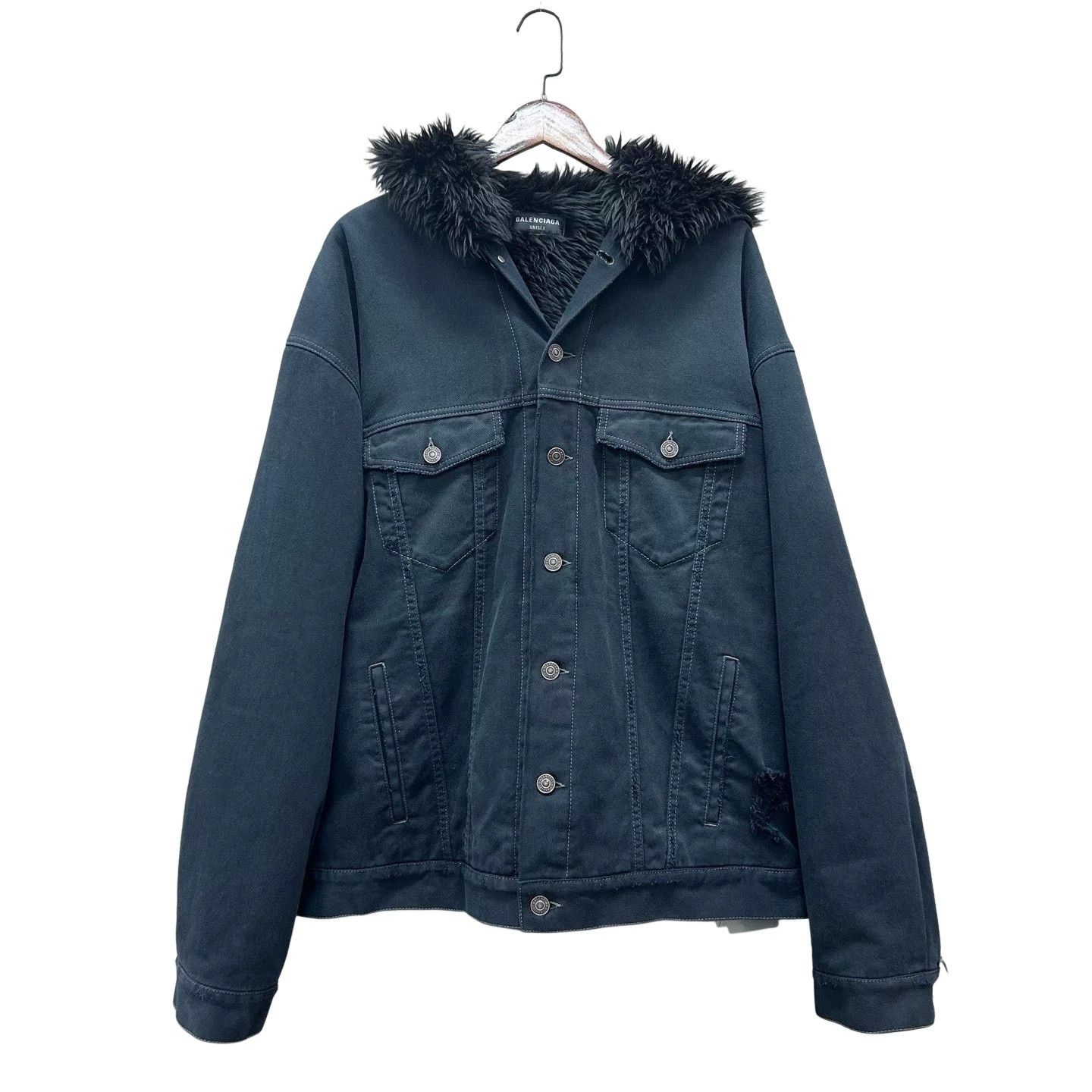Balenciaga Balenciaga Faux Fur Lined Denim Jacket Size M Size US M / EU 48-50 / 2 - 1 Thumbnail