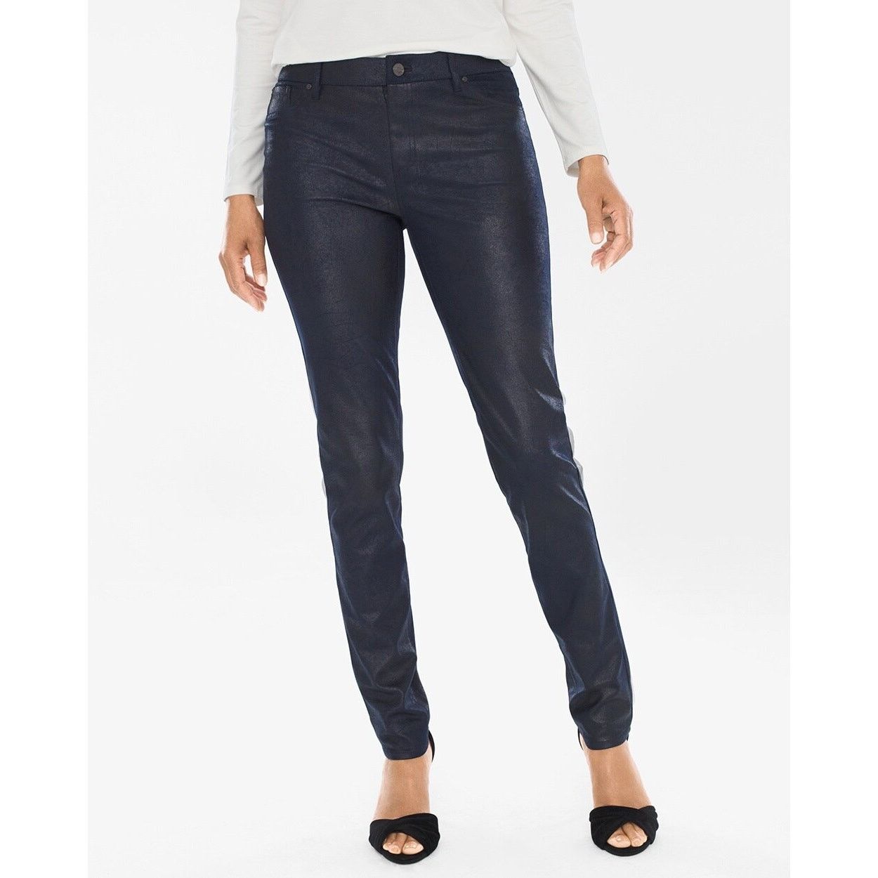 Chicos Chico's Black Faux Suede Skinny Leg Pants - Size 0 (Small) Size 30" / US 8 / IT 44 - 1 Thumbnail