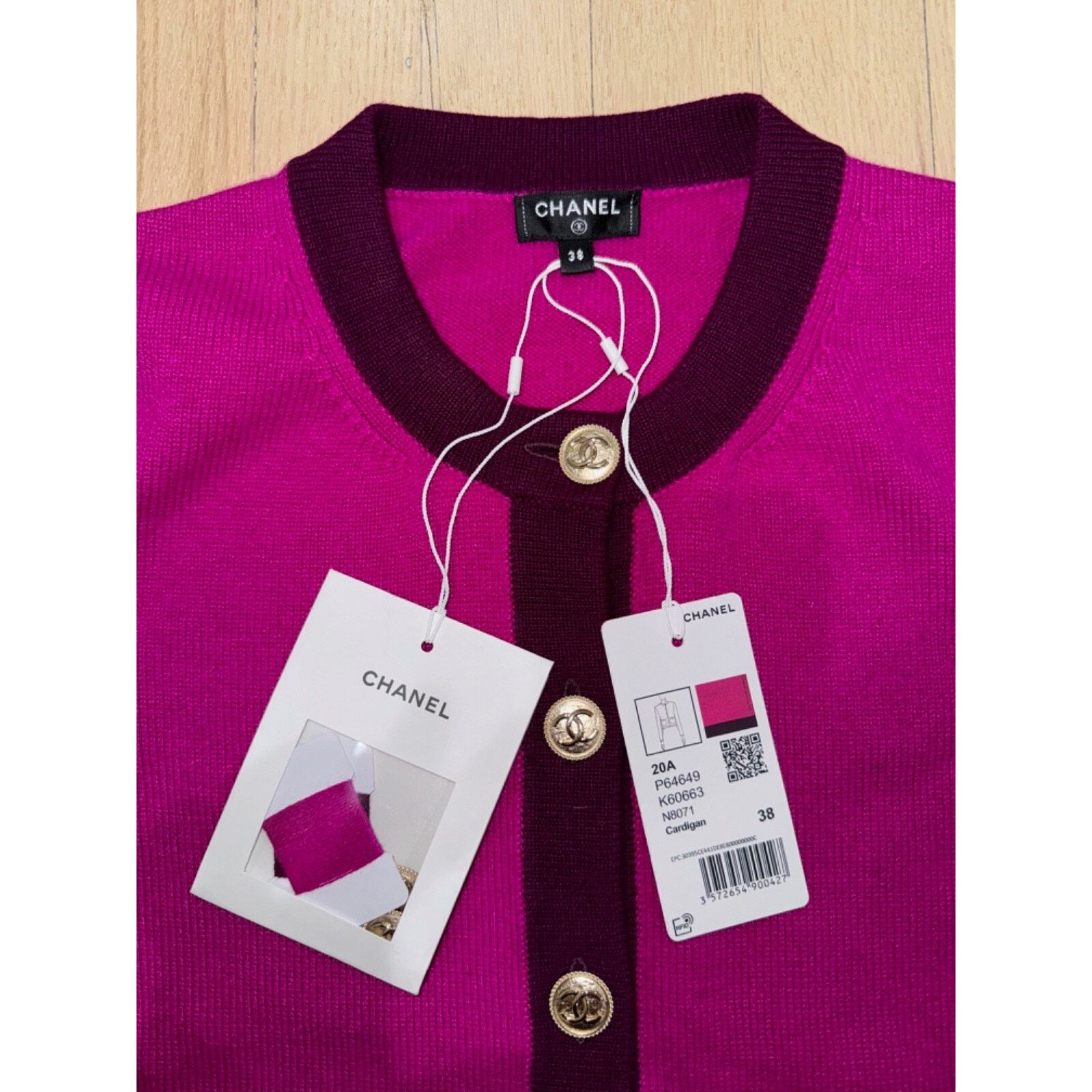 Chanel Chanel 20A Purple Pink Cashmere Gold CC Logo Long Sleeve Size XS / US 0-2 / IT 36-38 - 4 Thumbnail
