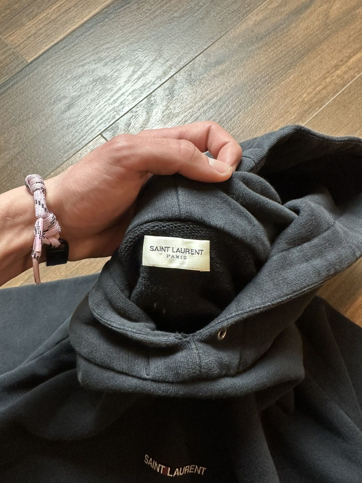 Saint Laurent Paris Saint Laurent Washed Hoodie Size US L / EU 52-54 / 3 - 5 Thumbnail