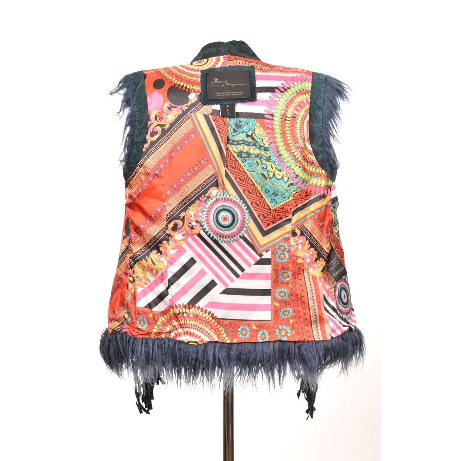 GOOSECRAFT Goosecraft Gallery Contract 7301 Fringed Leather Acrylic Biker Vest Gilet S Blue Women Vest Size S Size S / US 4 / IT 40 - 4 Thumbnail