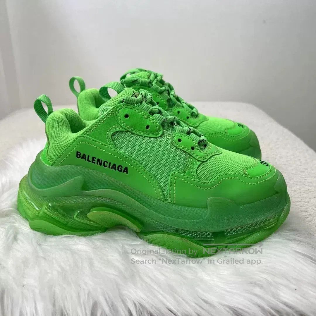 Balenciaga Balenciaga Green Triple S Sneakers. Size US 4 / IT 34 - 4 Thumbnail