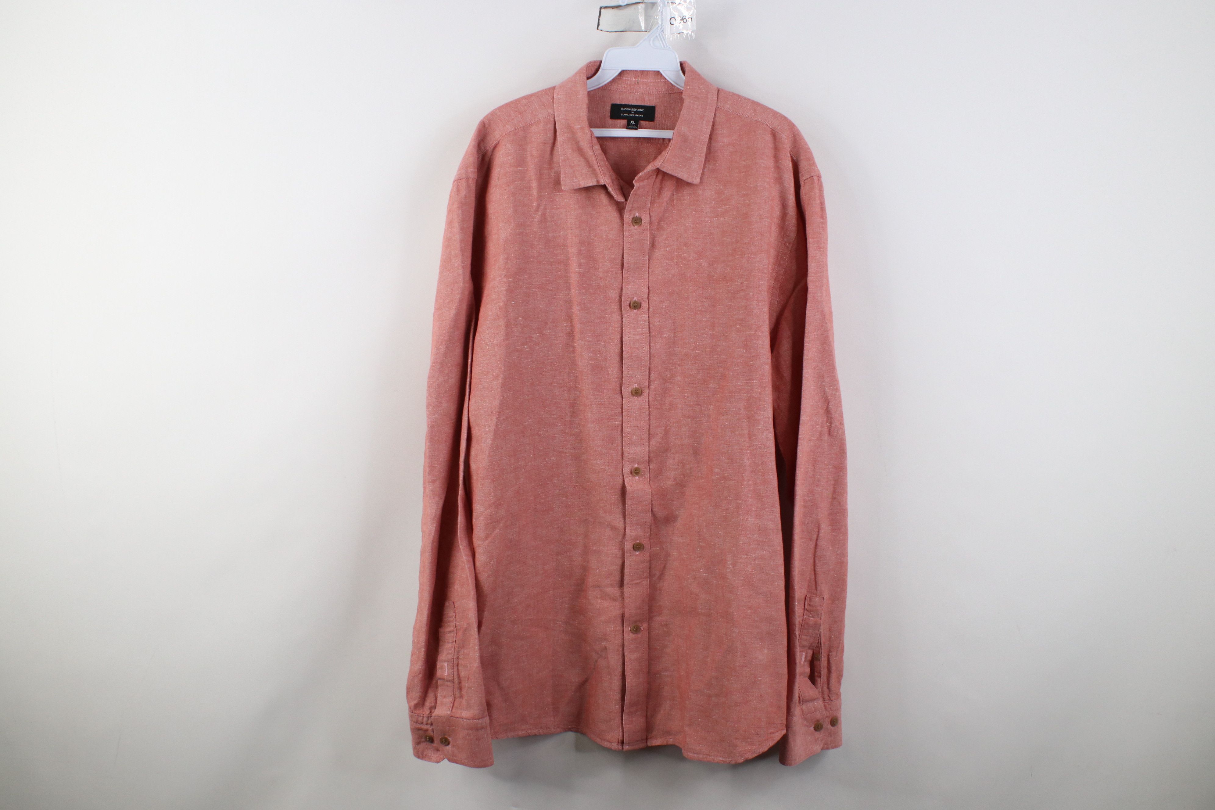 Banana Republic Banana Republic Linen Blend Collared Button Shirt Red Size US XL / EU 56 / 4 - 1 Thumbnail