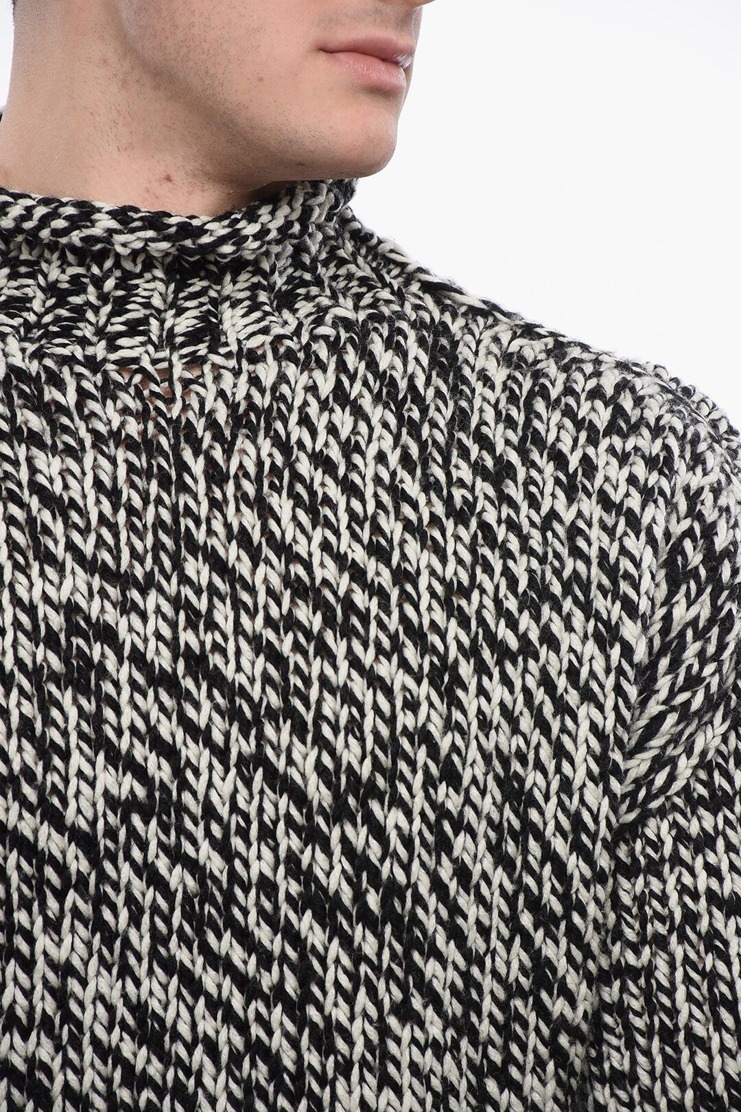Acne Studios og1mm0325 Wool Sweater in White Black Size US S / EU 44-46 / 1 - 3 Thumbnail