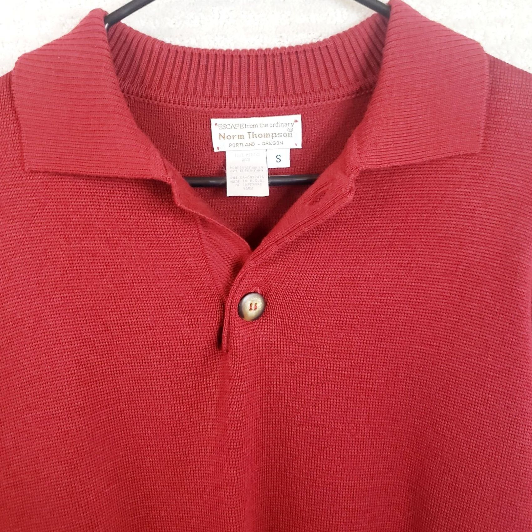 Jim Thompson Norm Thompson Merino Wool Sweater Men S Red Collared Elbow Pads Pullover Knit Solid Long Sleeve Buttoned Casual Workwear Vintage: No Size US S / EU 44-46 / 1 - 3 Thumbnail