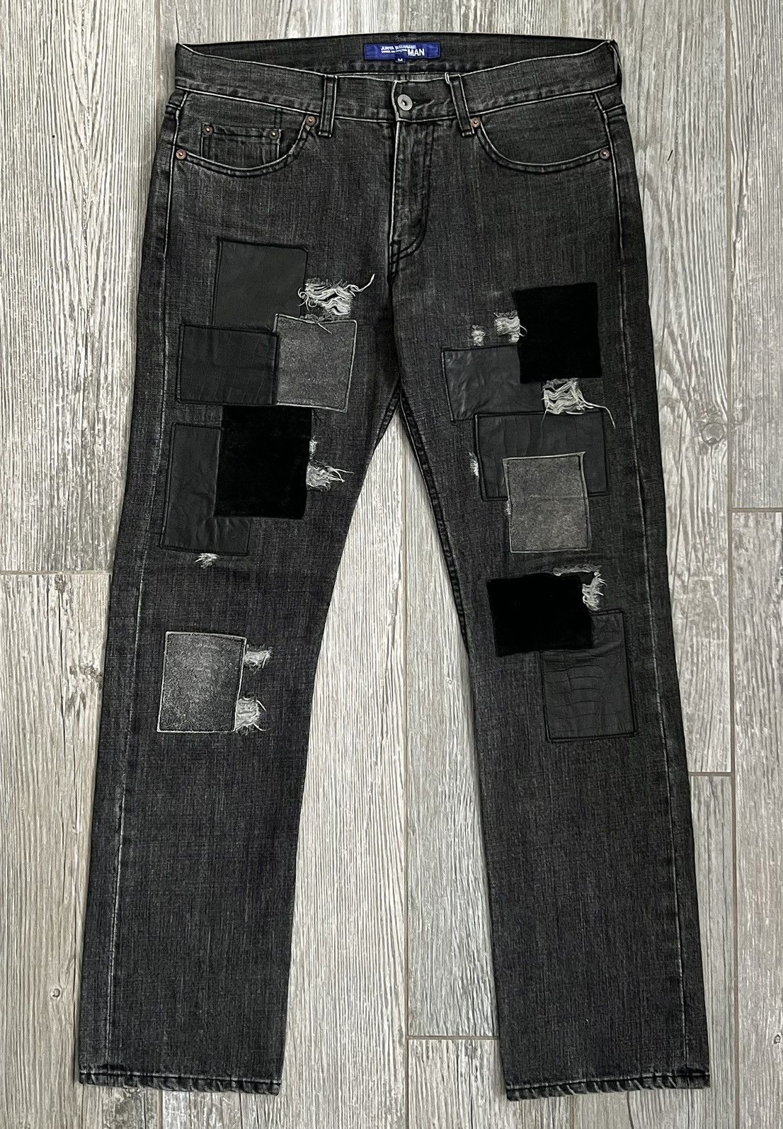 image of Comme Des Garcons x Junya Watanabe Ad2007 Junya Watanabe Black Patchwork Runway Denim Jeans (Size 3