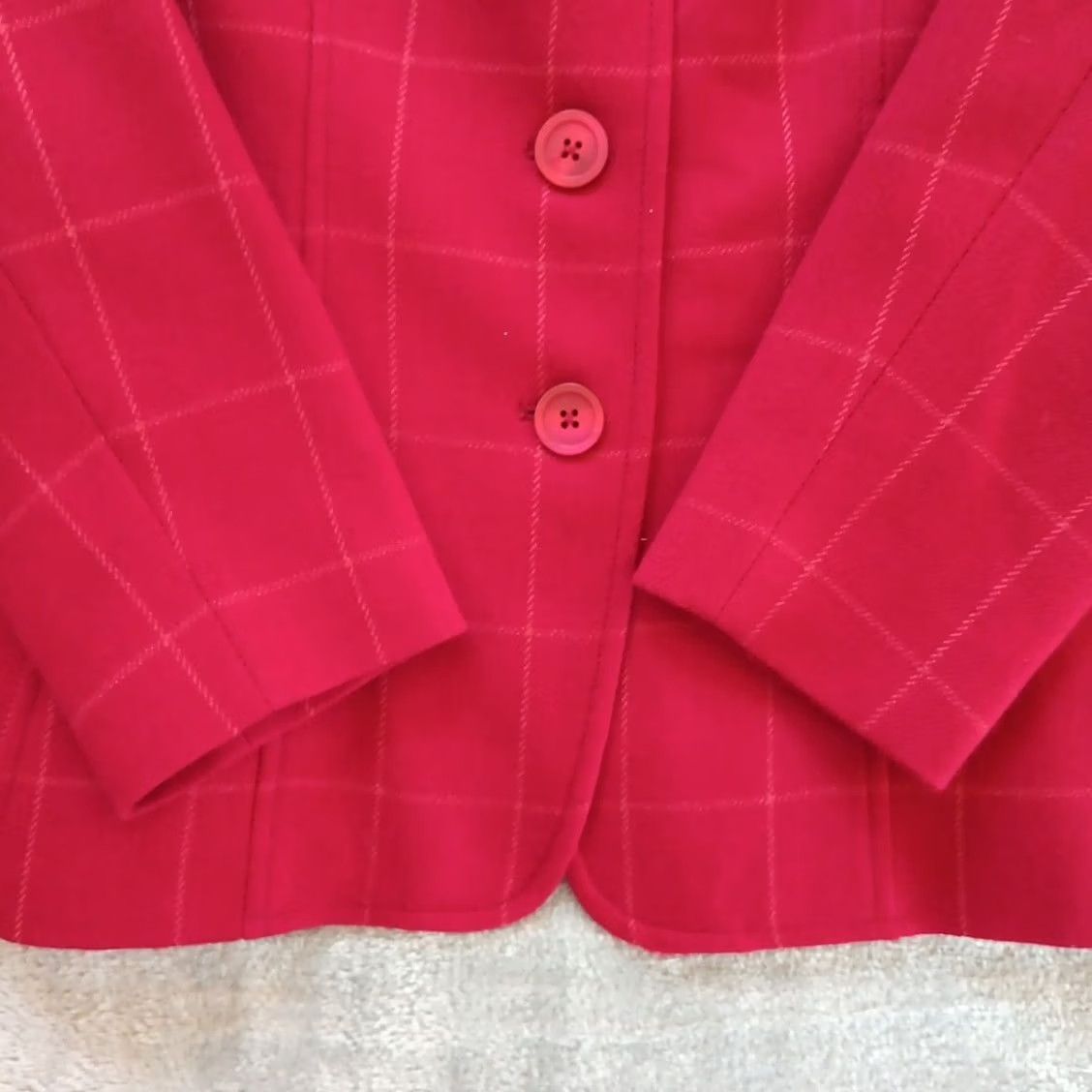 Talbots Talbots Petite Blazer Womens Size 6P Red Plaid Wool Blend Three-Button Notch Lapel Jacket Size M / US 6-8 / IT 42-44 - 4 Thumbnail