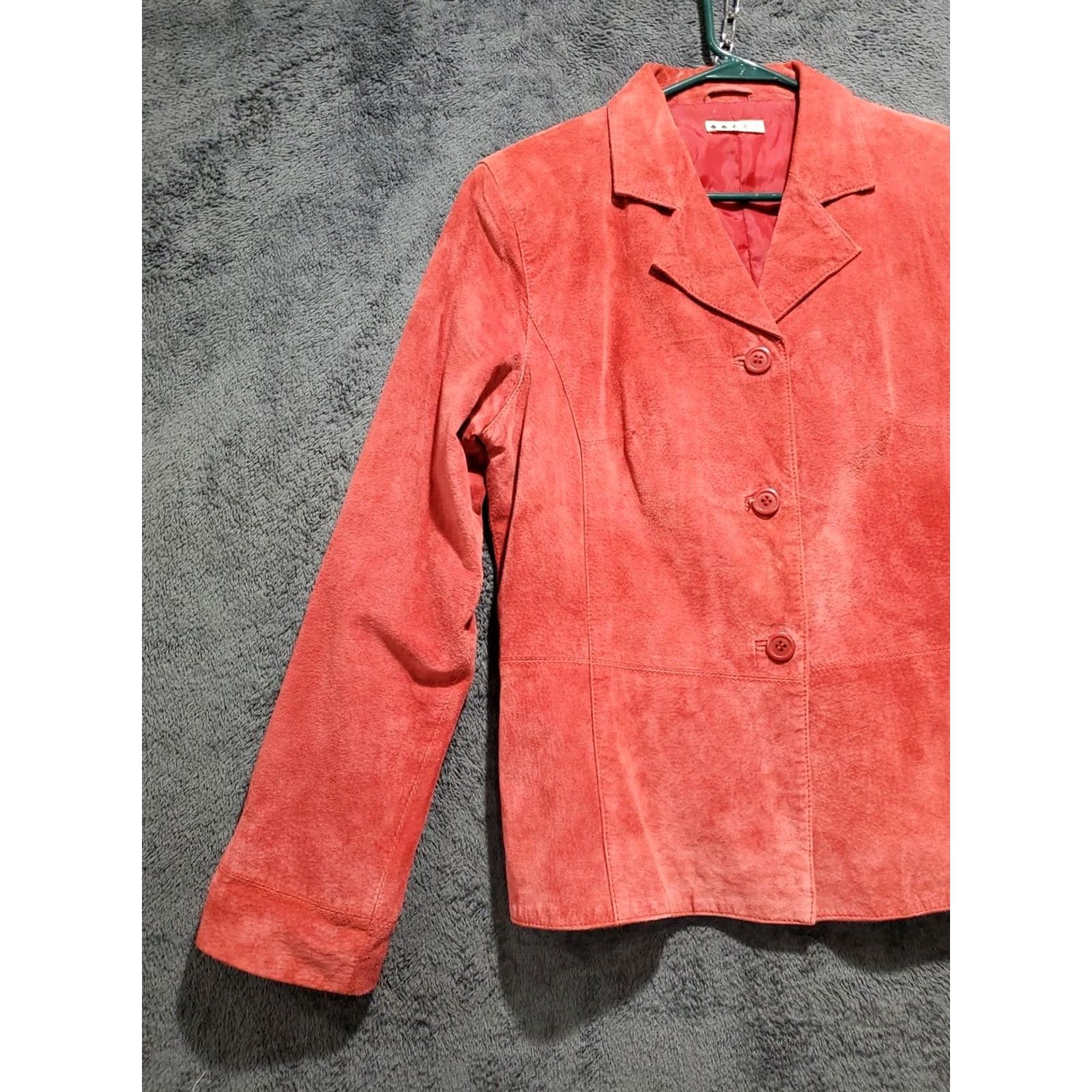 Vintage VINTAGE 2000s Y2K Red Suede Blazer Three Button Jacket Womens M Medium Leather Suede Blazer Womens Mens? Size M / US 6-8 / IT 42-44 - 2 Thumbnail