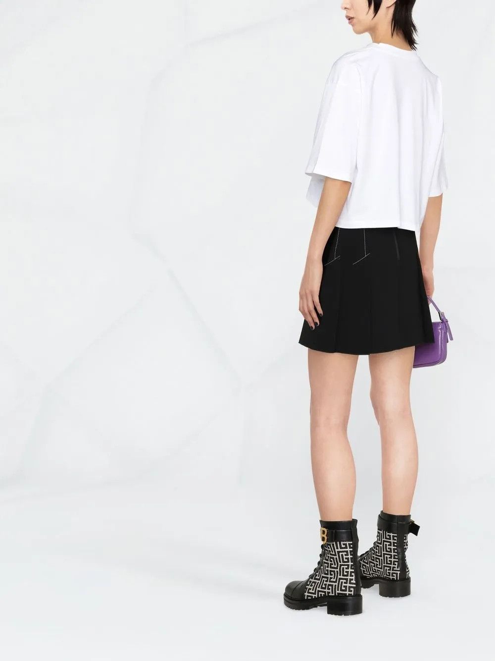 Balmain o1loc1c0526 Crop Logo-print T-Shirt in White Size L / US 10 / IT 46 - 3 Thumbnail