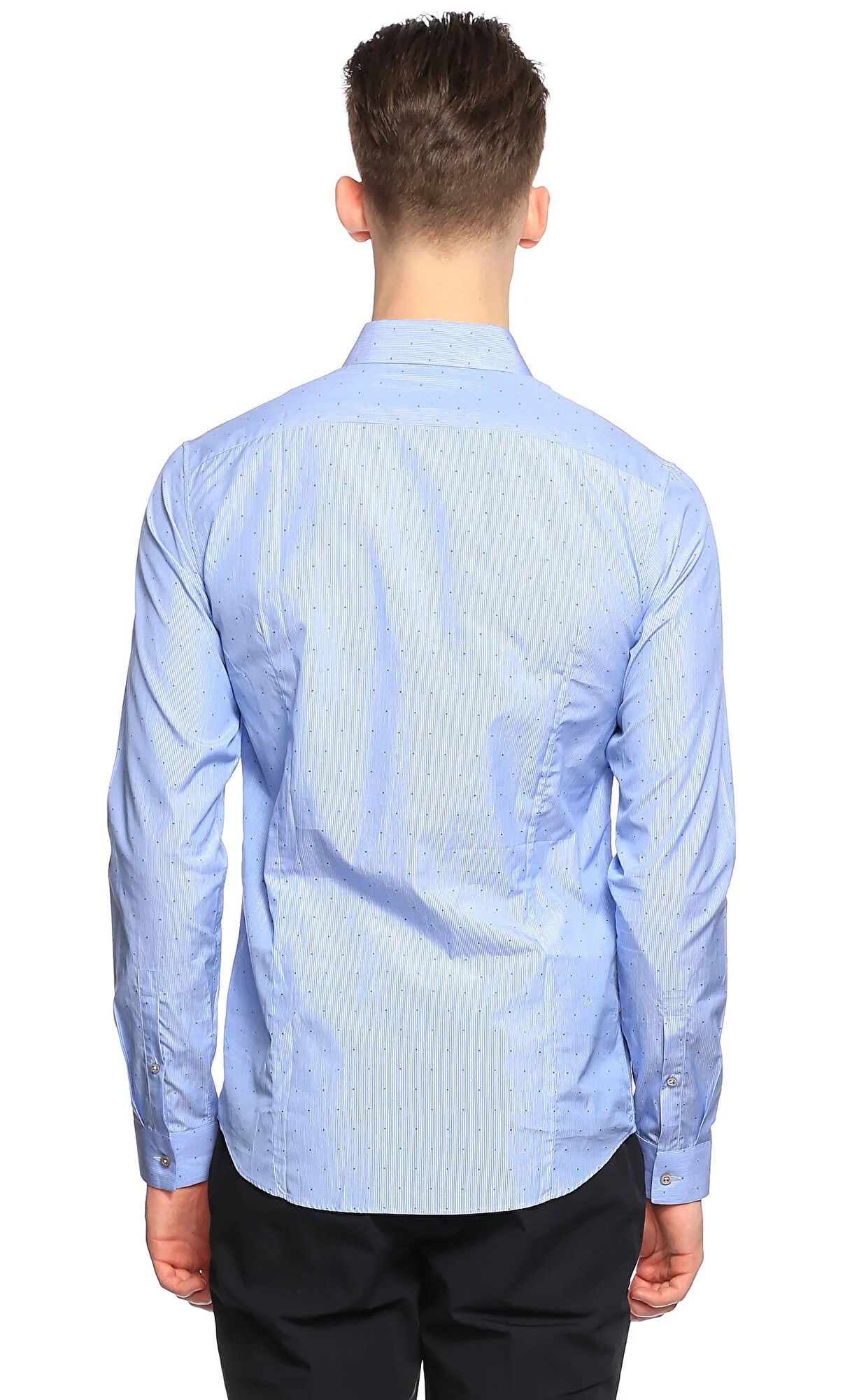 Jil Sander JIL SANDER blue slim fit striped polka dots shirt 42 XL Size US XL / EU 56 / 4 - 4 Thumbnail