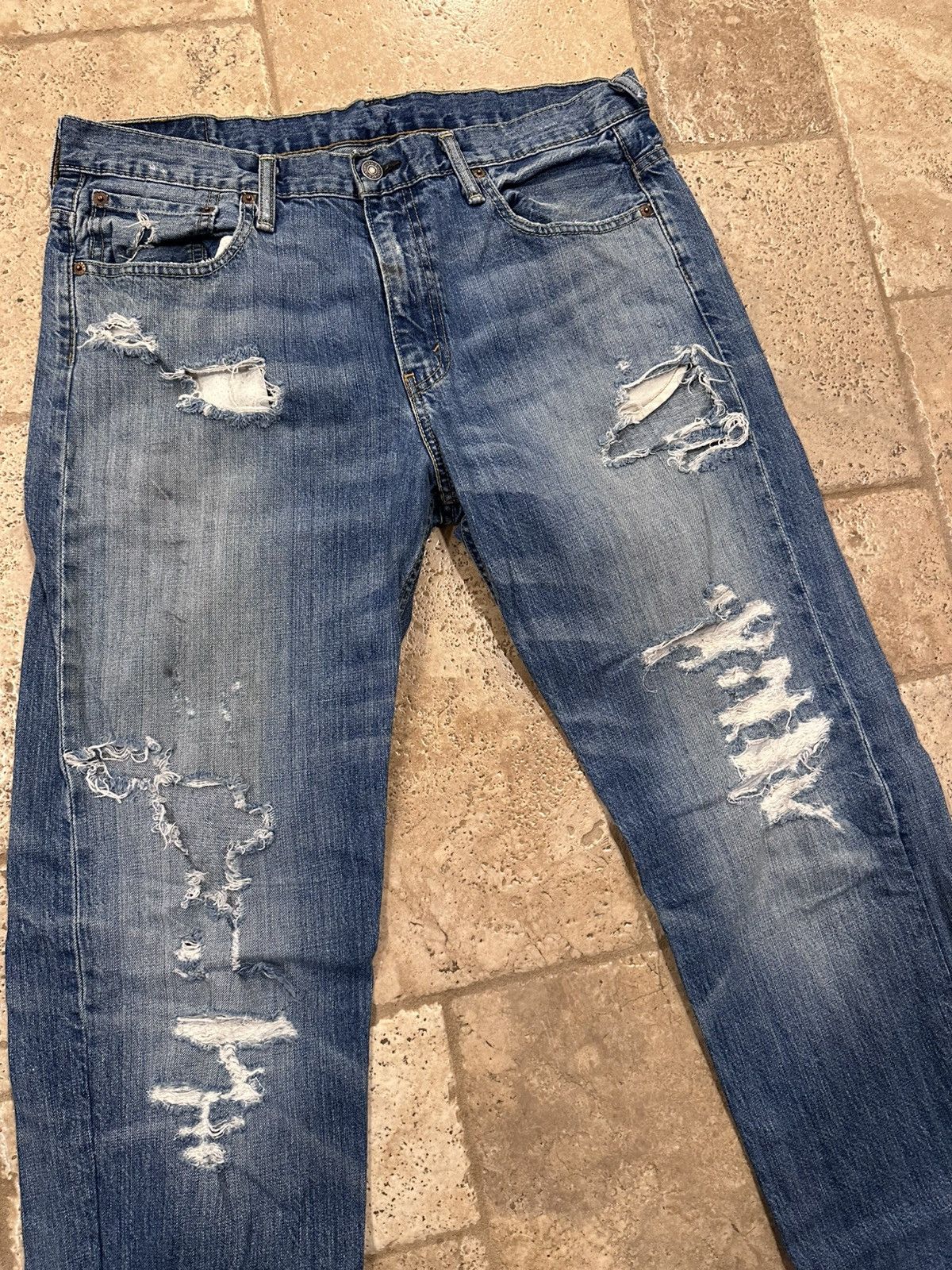 Levi's Vintage Clothing Levi’s Vintage 569 Blue Denim Thrashed Distressed Pants Size US 34 / EU 50 - 2 Thumbnail