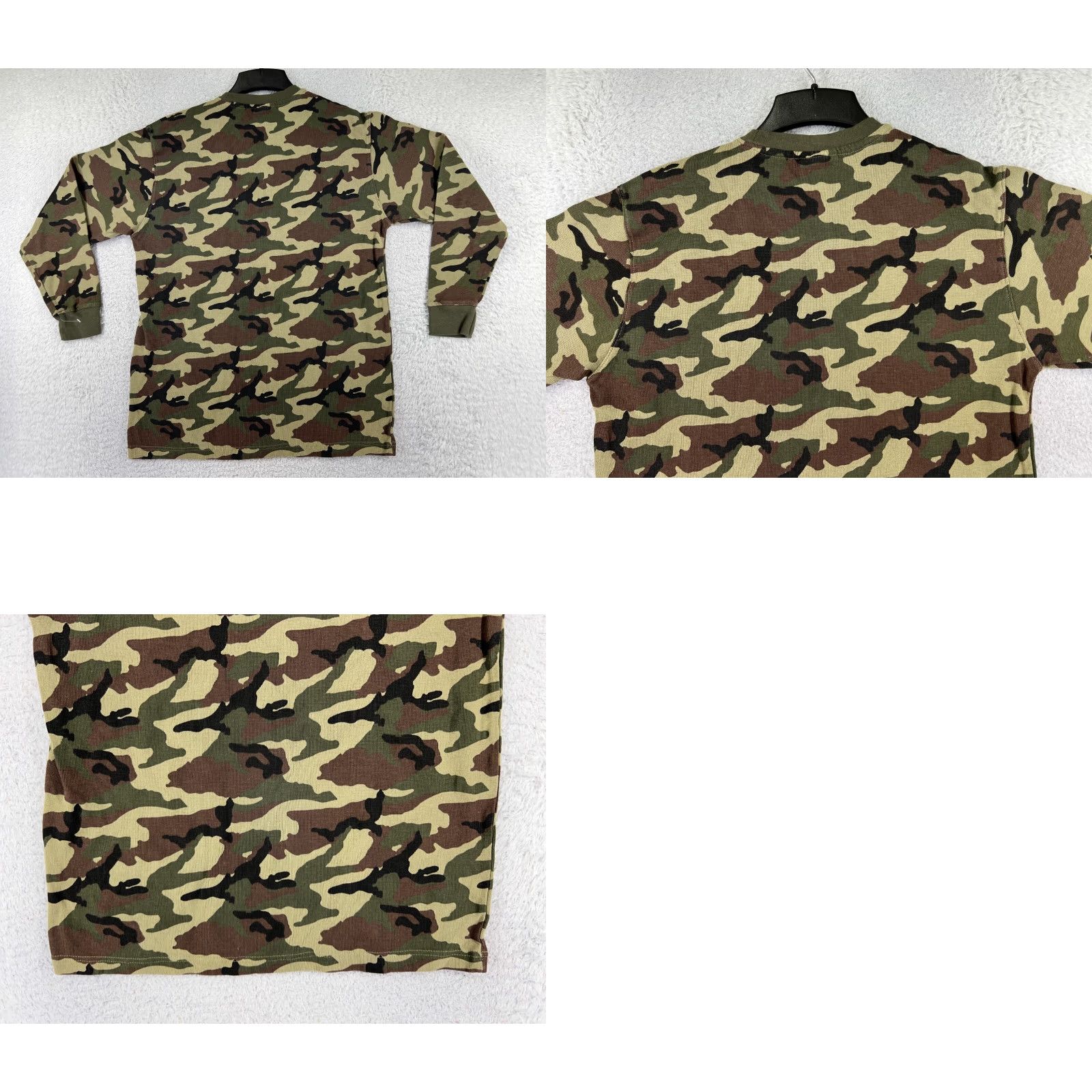 Avirex Avirex Shirt Adult S Green Brown Woodland Camo Waffle Knit Thermal Cotton Crew Neck Embroidered Logo Vintage Mens T-Shirt Long Sleeve Size US S / EU 44-46 / 1 - 9 Thumbnail