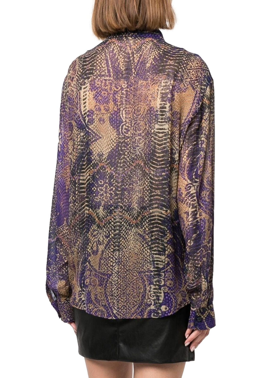 Just Cavalli !DS! FW22 Just Cavalli Animal Print Purple Pattern Shirt Size M / US 6-8 / IT 42-44 - 4 Thumbnail