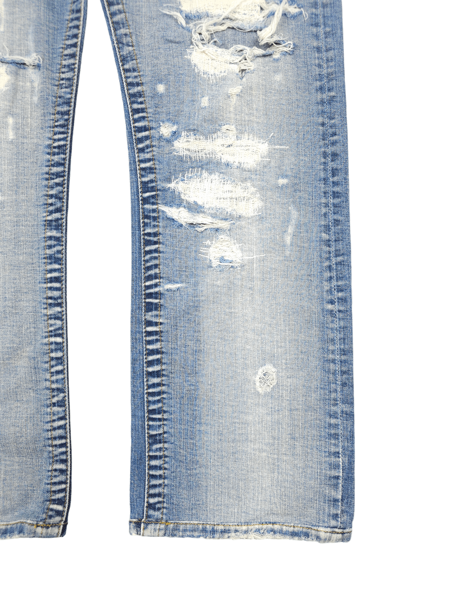 Japanese Brand × Vintage 💎 Size 34/30 Crazy Y2K Ripped Washed Distressed Denim Jeans Size US 34 / EU 50 - 5 Thumbnail