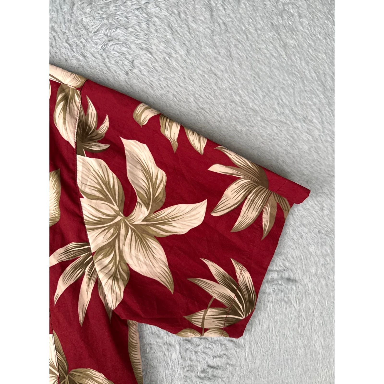 Vintage Island Republic Shirt Men Large Red Floral Poly Blend Button Up Hawaiian Pocket Size US L / EU 52-54 / 3 - 2 Thumbnail