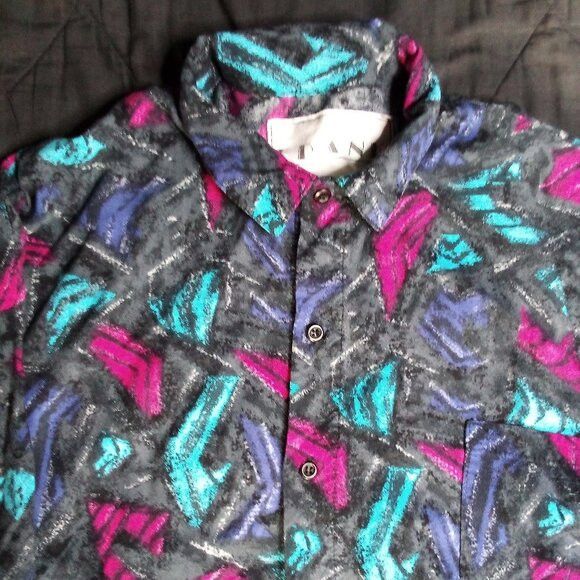 Other Vintage Frank Abstract Geometric Button Shirt Long Sleeve Size XXL / US 16-18 / IT 52-54 - 1 Thumbnail