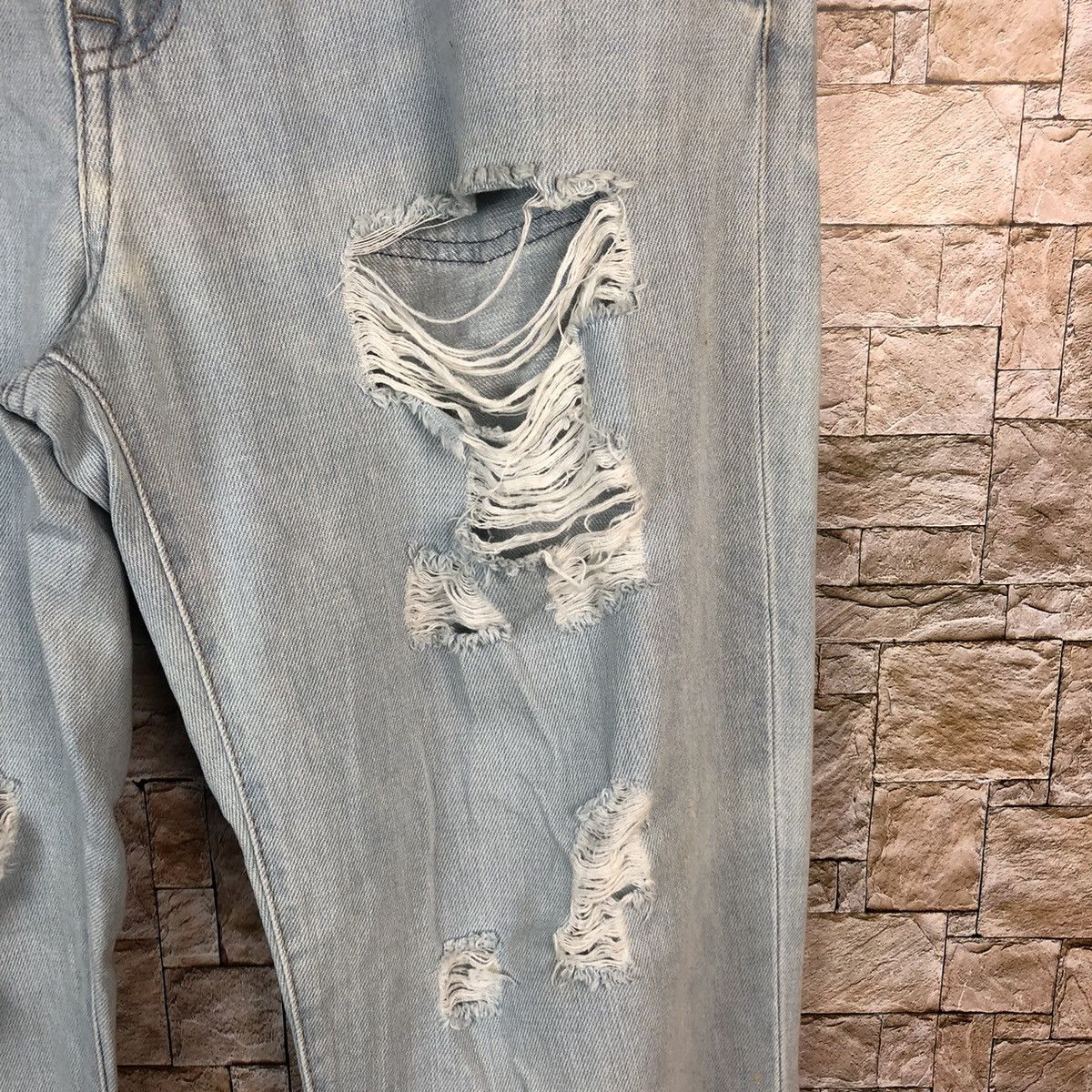 Japanese Brand Forever 21 Blue ripped Distressed Denim Pants #A1004 Size 33" - 10 Thumbnail