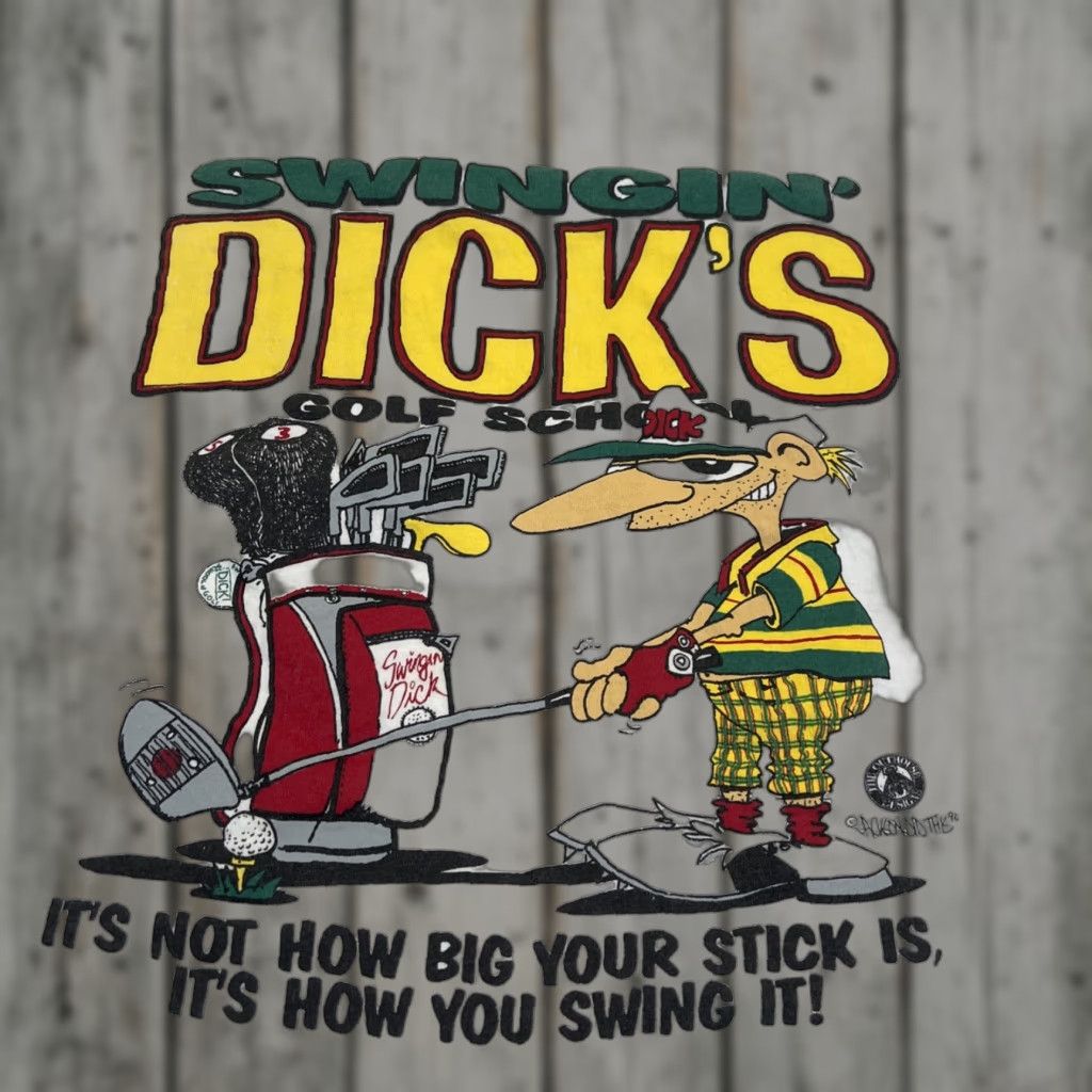 Fruit Of The Loom VINTAGE Fruit Of The Loom Golf T-Shirt Men XL White Crew Neck Short Sleeve 1990s Golfer 90s Funny Dick’s Swingin’ Golf School Shirt Size US XL / EU 56 / 4 - 1 Thumbnail
