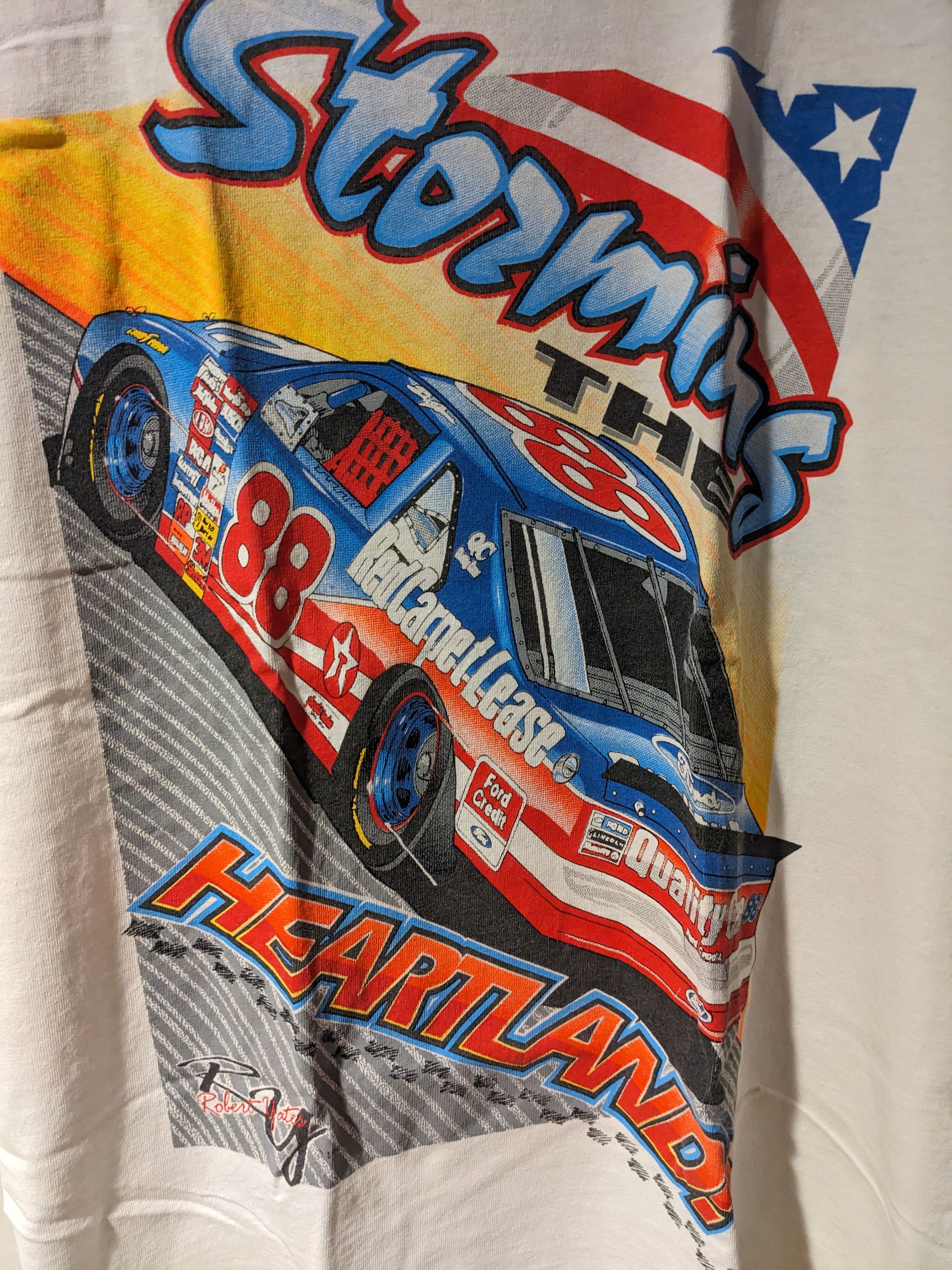 Chase Authentics × NASCAR × Vintage Vintage 90s Dale Jarrett Nascar Storming the T-Shirt Size US M / EU 48-50 / 2 - 2 Thumbnail