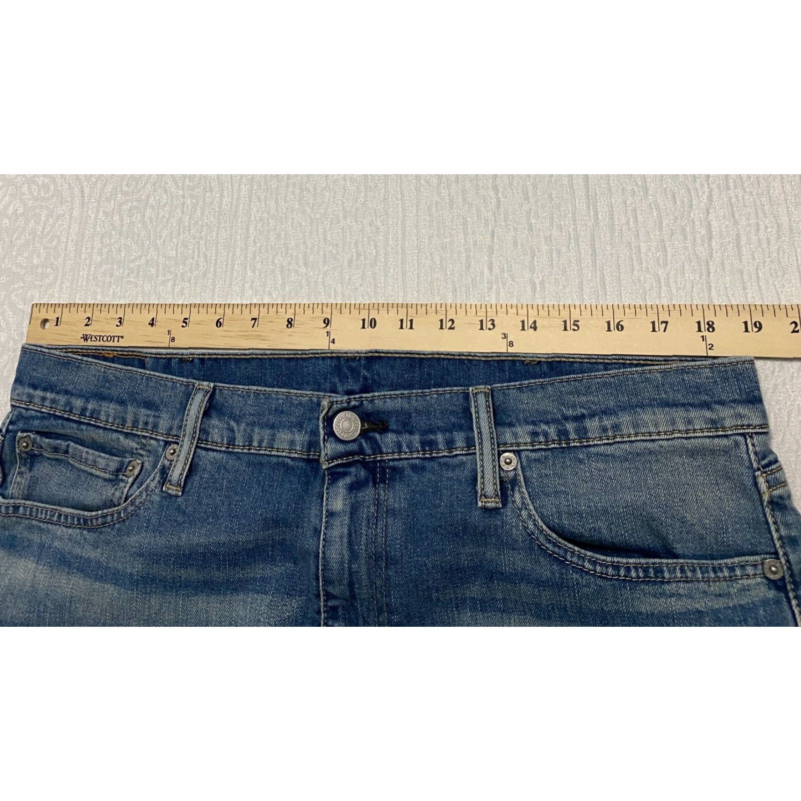 Levi's Levi's 513 Slim Straight Men's Jeans 38×26 Blue Faded Whiskers Hemmed Jeans Slim 5-Pocket Levi's 513 Men Jeans Blue 38x26 Regular Denim Stretch Hemmed Size US 38 / EU 54 - 4 Thumbnail