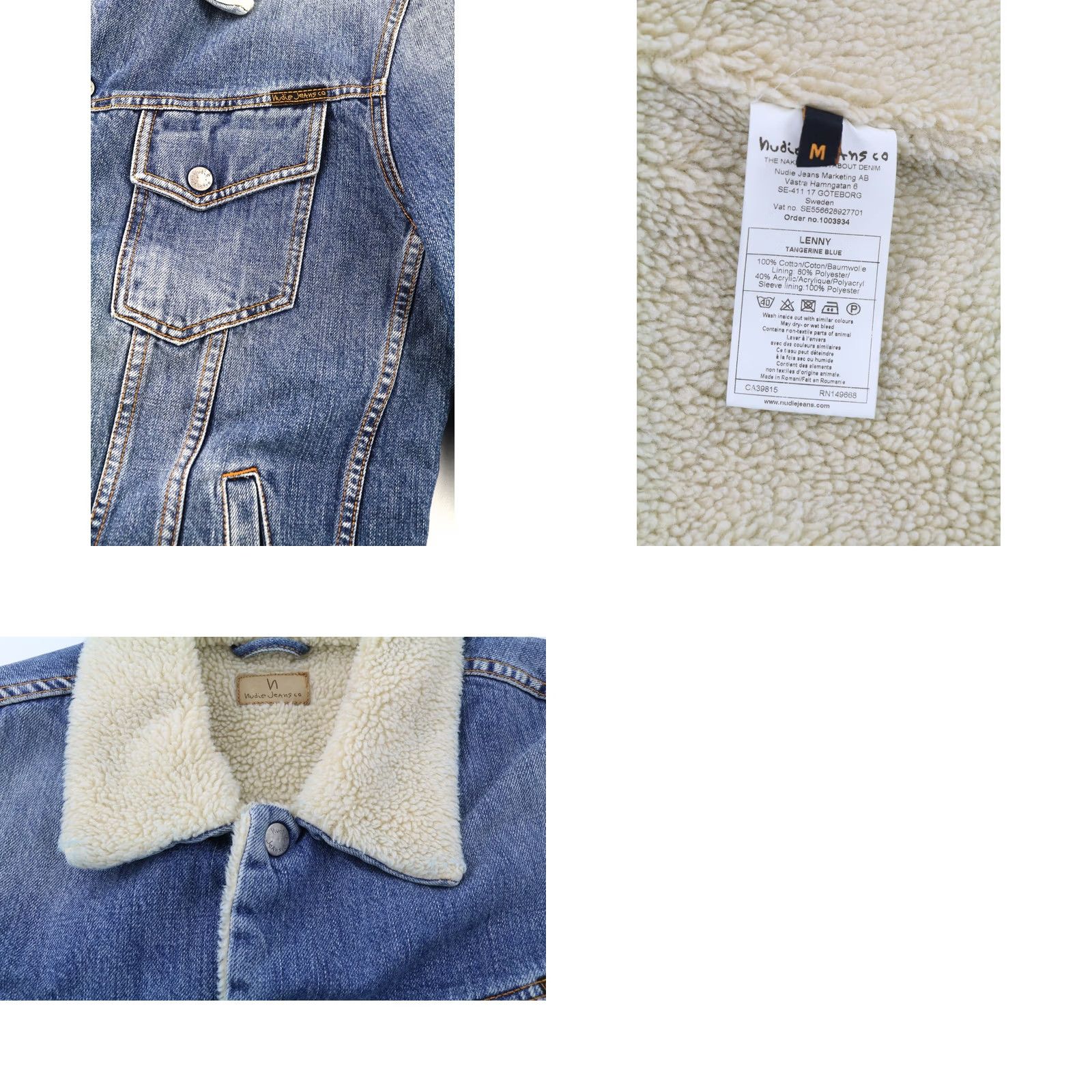 Nudie Jeans NUDIE JEANS Lenny Tangerine Blue Men Jacket Blue Cotton Sherpa Lined Denim M Size US 31 - 8 Thumbnail