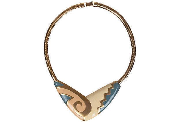 Designer Aztec Inspired Motif Enamel Bib Necklace Size ONE SIZE - 2 Thumbnail
