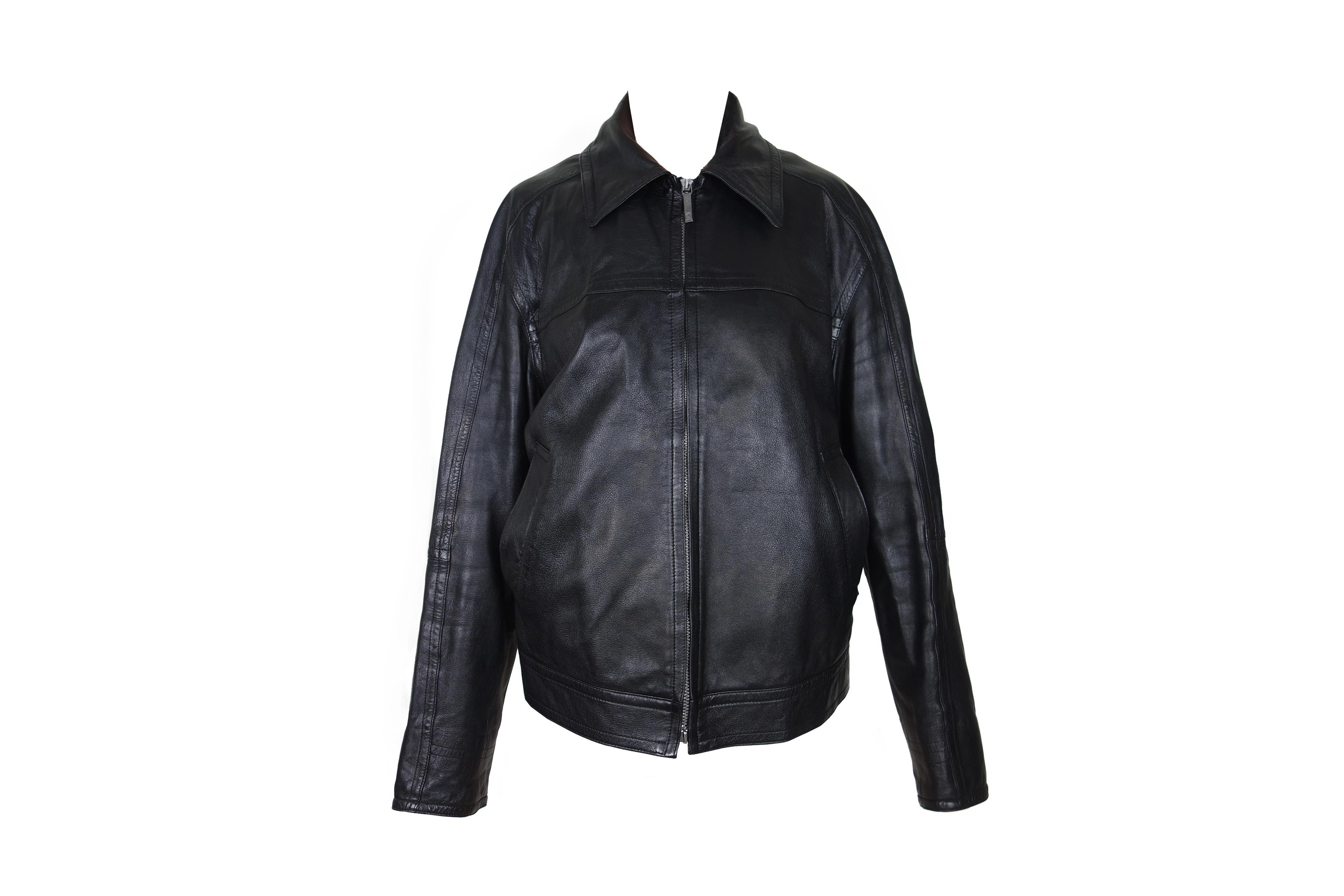 GF Ferre × Gianfranco Ferre GIANFRANCO FERRE Soft Leather Jacket Zip Vintage Size L 90s Size L / US 10 / IT 46 - 7 Thumbnail